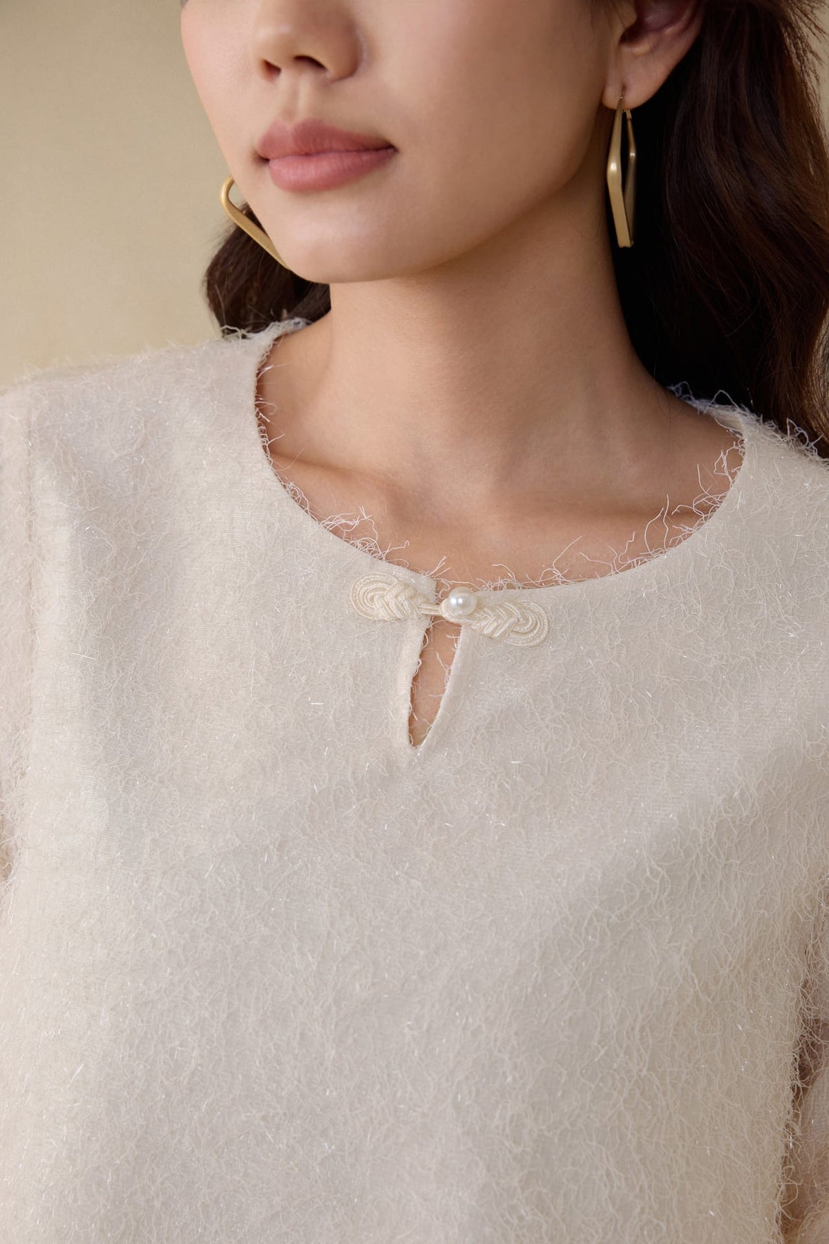 G2000 Blouses Textured Jacquard Top with Knot Detail