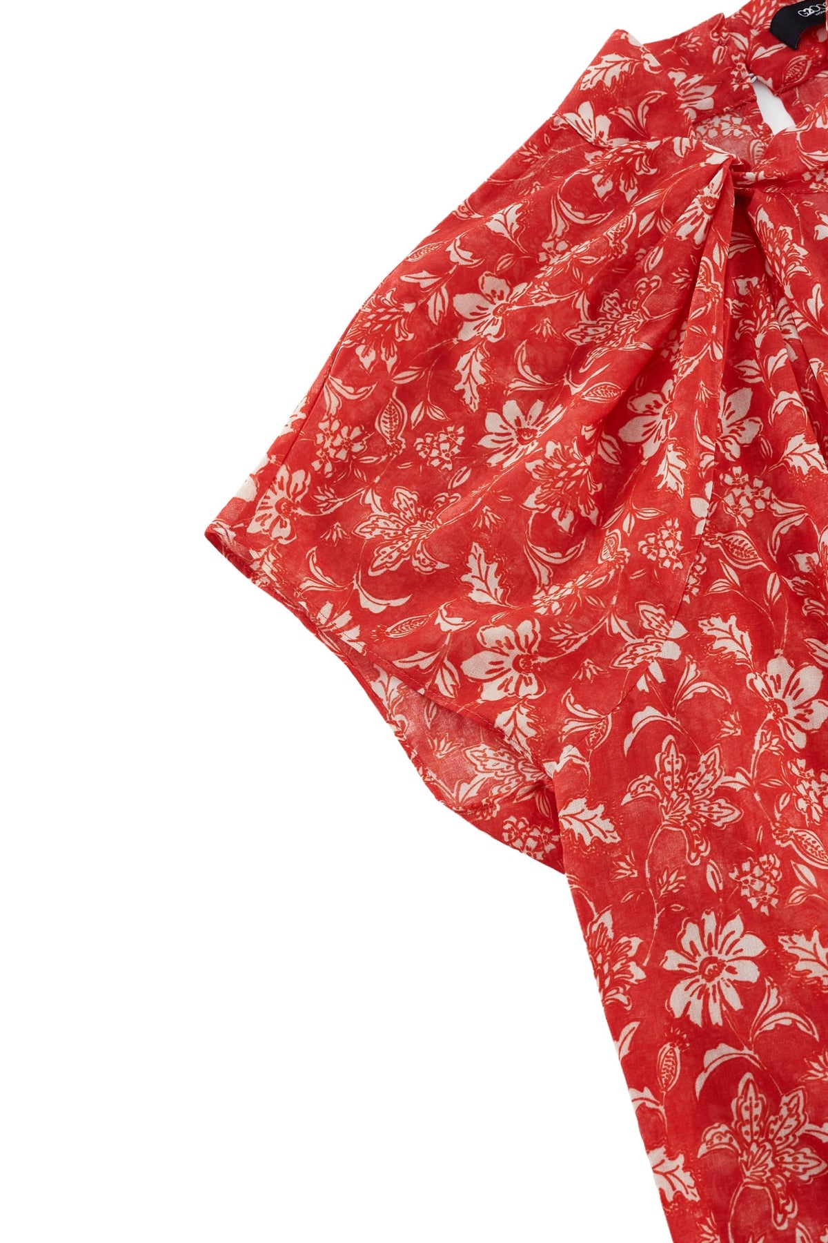 G2000 - Blouses - Tie-Neck Floral Print Blouse
