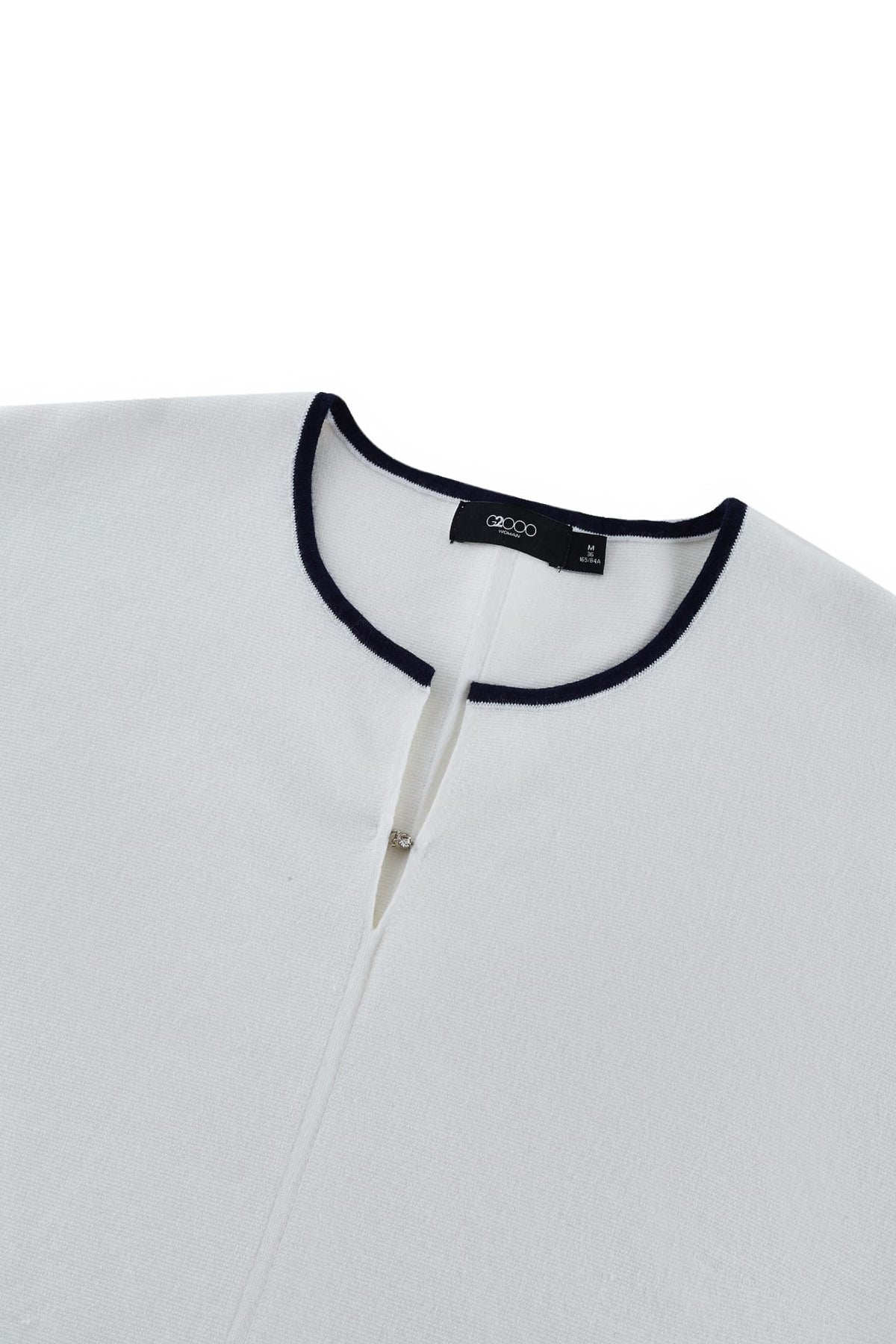 G2000 - Sweaters - Contrast Collar Slit Neck Top
