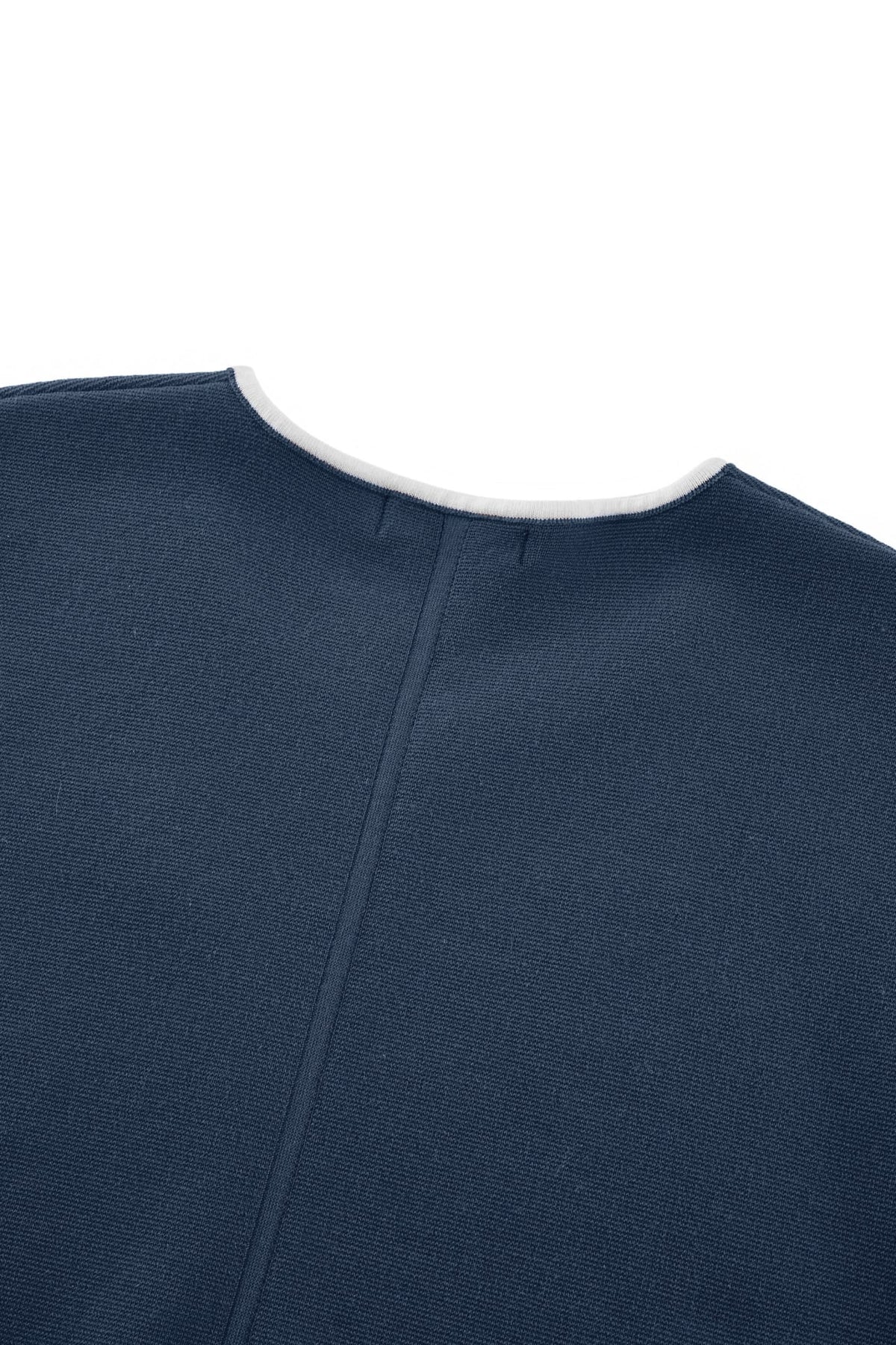 G2000 - Sweaters - Contrast Collar Slit Neck Top