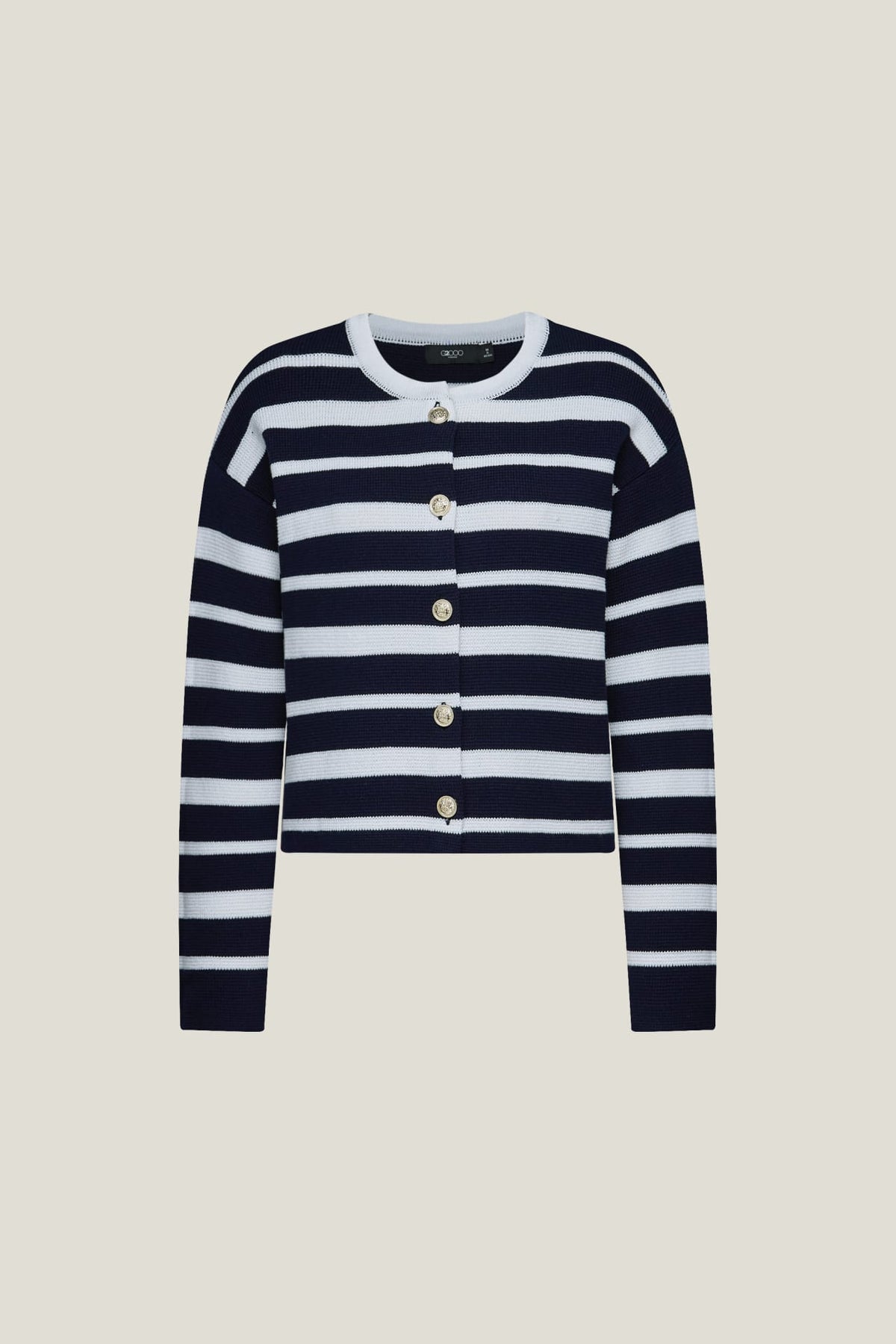G2000 Cardigans Round Neck Stripe Cardigan Dark Navy Regular