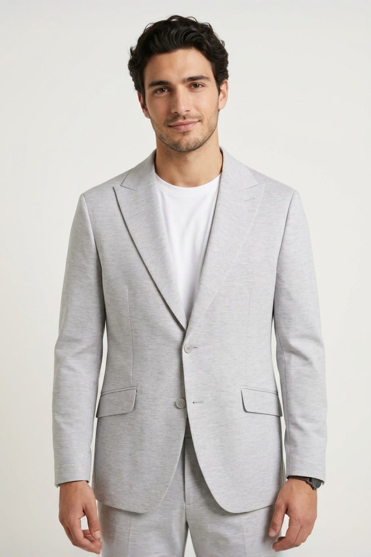 G2000 Suits Multi-Way Stretch Linen Lyocell Blend Plain Weave Slim Fit Suit Blazer Flint Stone Slim