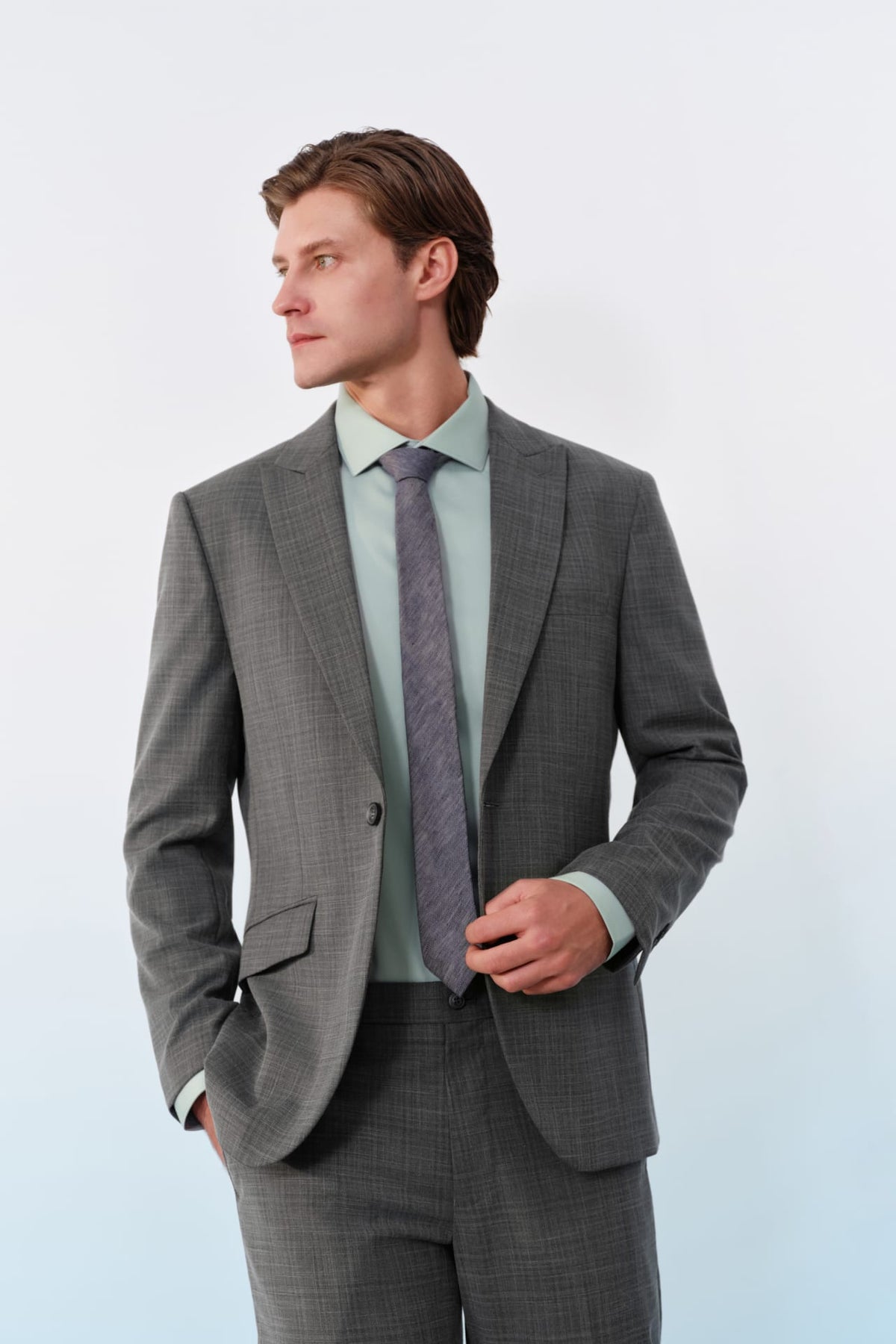 G2000 Suits Poly Blend Check Stretch Regular Fit Suit Blazer Flint Stone Regular