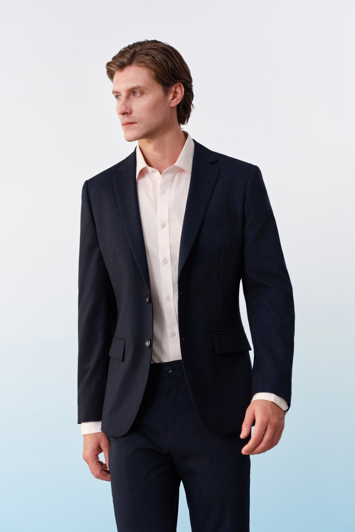 G2000 Suits Poly Blend Textured Stretch Slim Fit Suit Blazer Estate Blue Slim