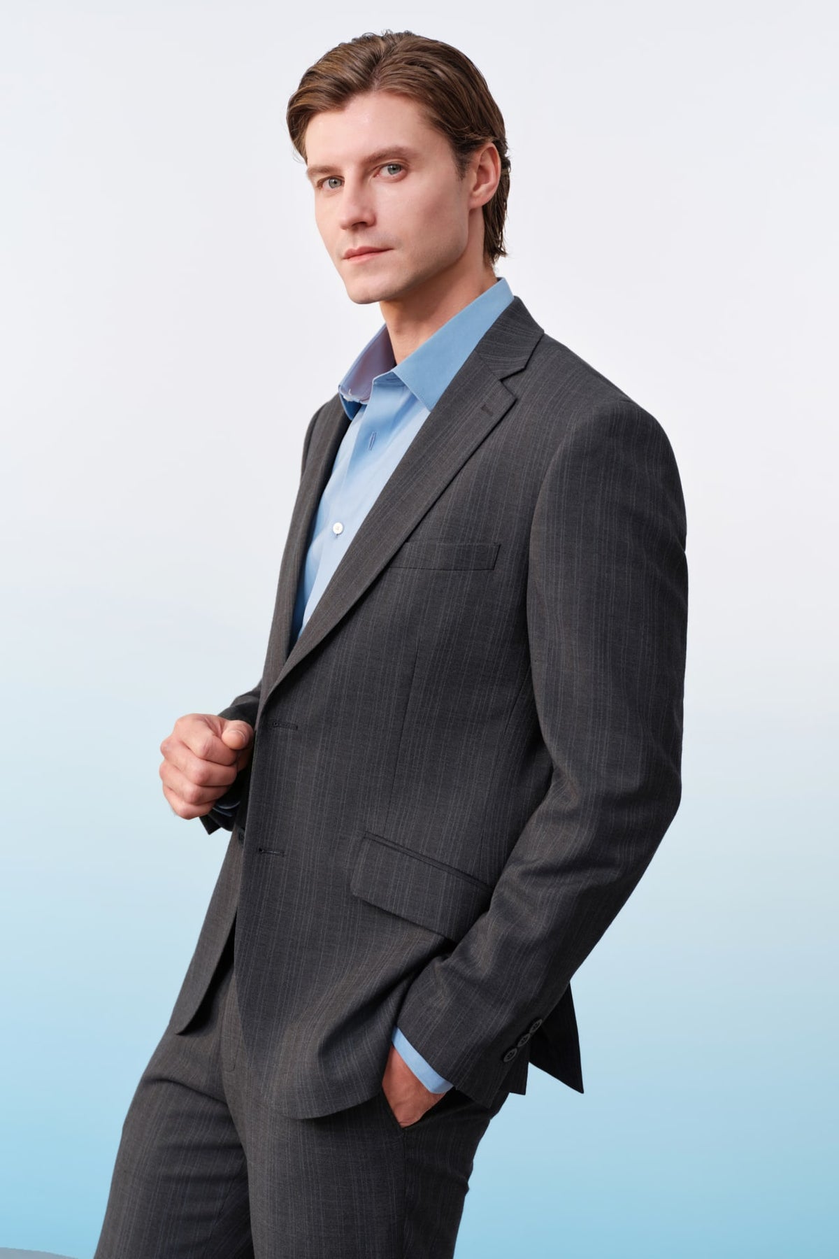 G2000 - Suits - Poly Blend Stripe Stretch Regular Fit Suit Blazer