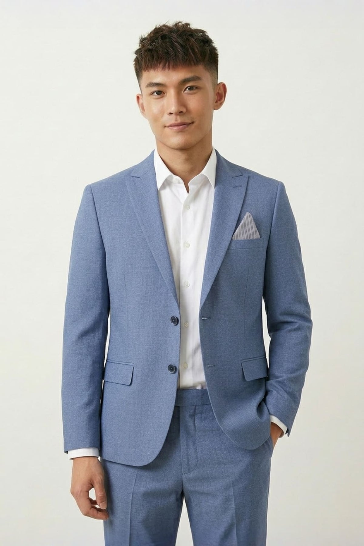 G2000 Suits Cotton Blend Stretch Textured Smart Fit Suit Blazer Dark Blue Smart