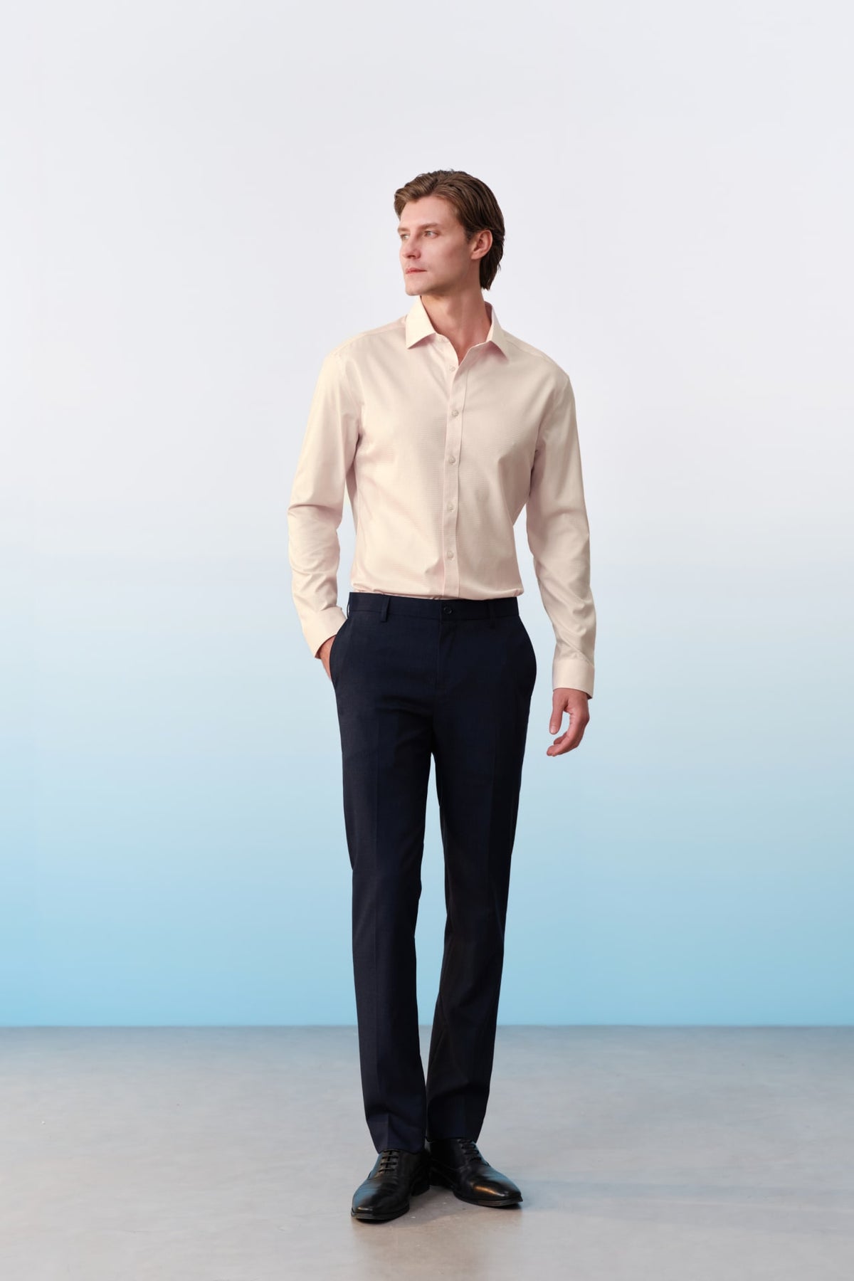 G2000 - Shirts - Non-Iron Premium Cotton Textured Smart Fit Long Sleeve Shirt