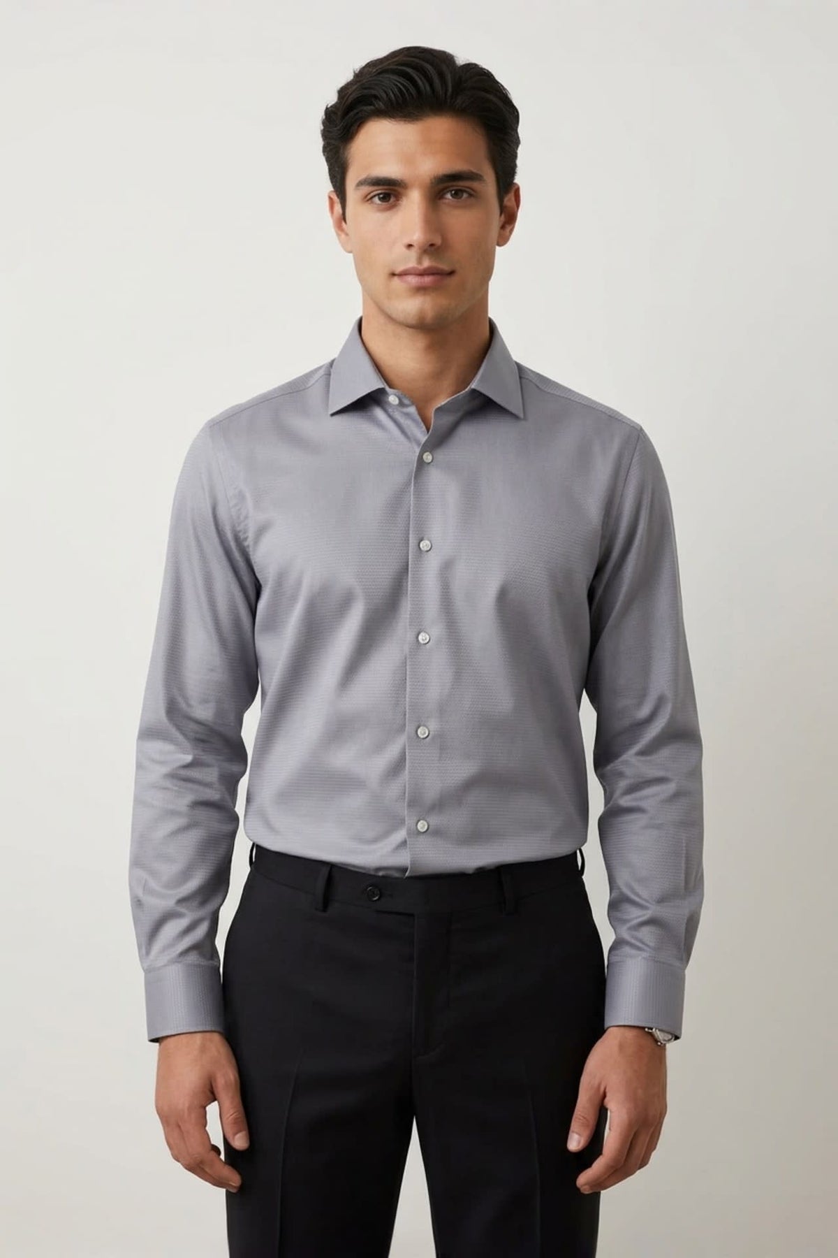 G2000 - Shirts - Non-Iron Premium Cotton Textured Smart Fit Long Sleeve Shirt - Smart - Ombre Blue
