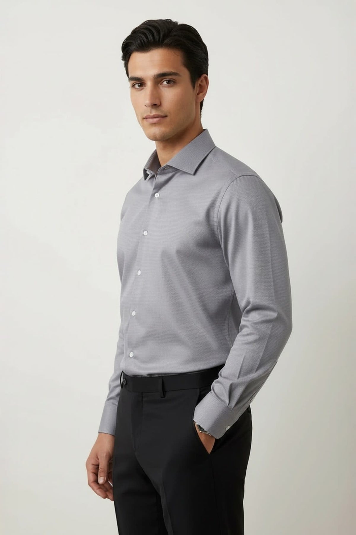 G2000 - Shirts - Non-Iron Premium Cotton Textured Smart Fit Long Sleeve Shirt