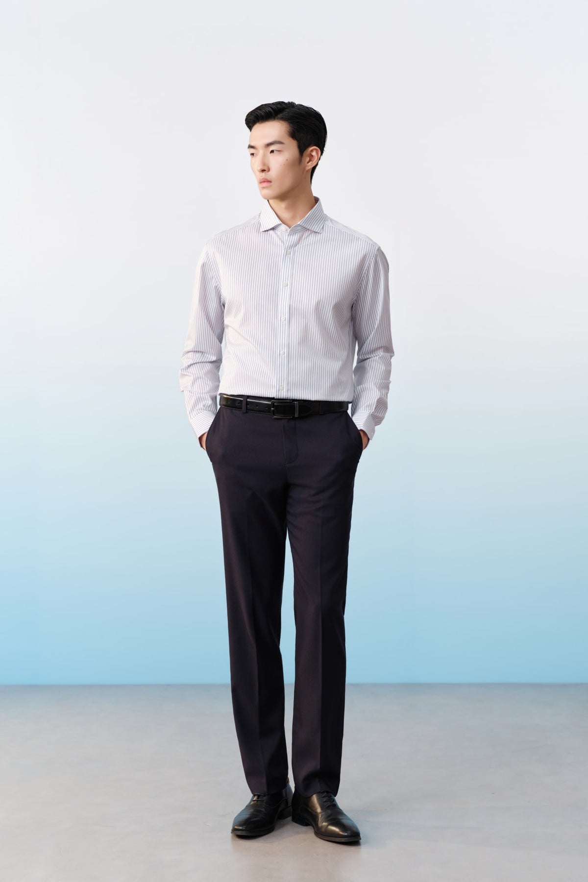 G2000 Shirts Non-Iron Premium Cotton Stripe Smart Fit Long Sleeve Shirt