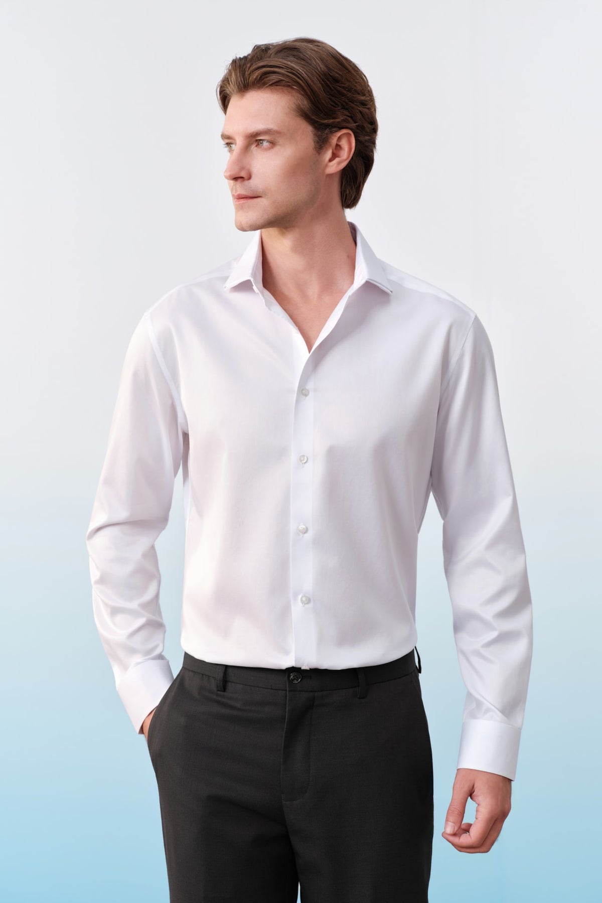 G2000 Shirts Non-Iron Premium Cotton Fine Twill Smart Fit Long Sleeve Shirt With Design Detail Brilliant White Smart