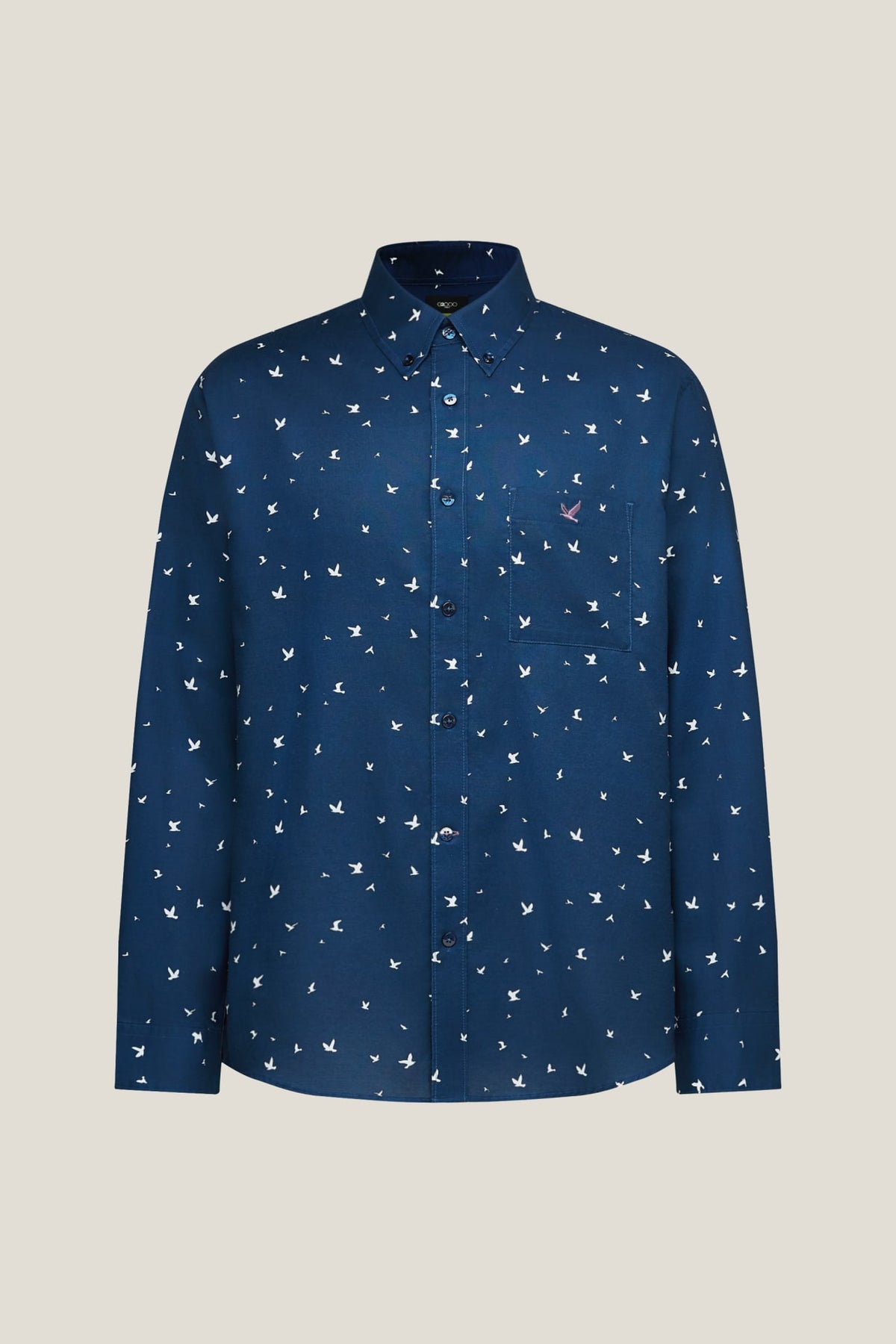 G2000 - Shirts - Non-iron Pure Cotton Oxford Birdy Print Relax Fit Long Sleeve Casual Shirt