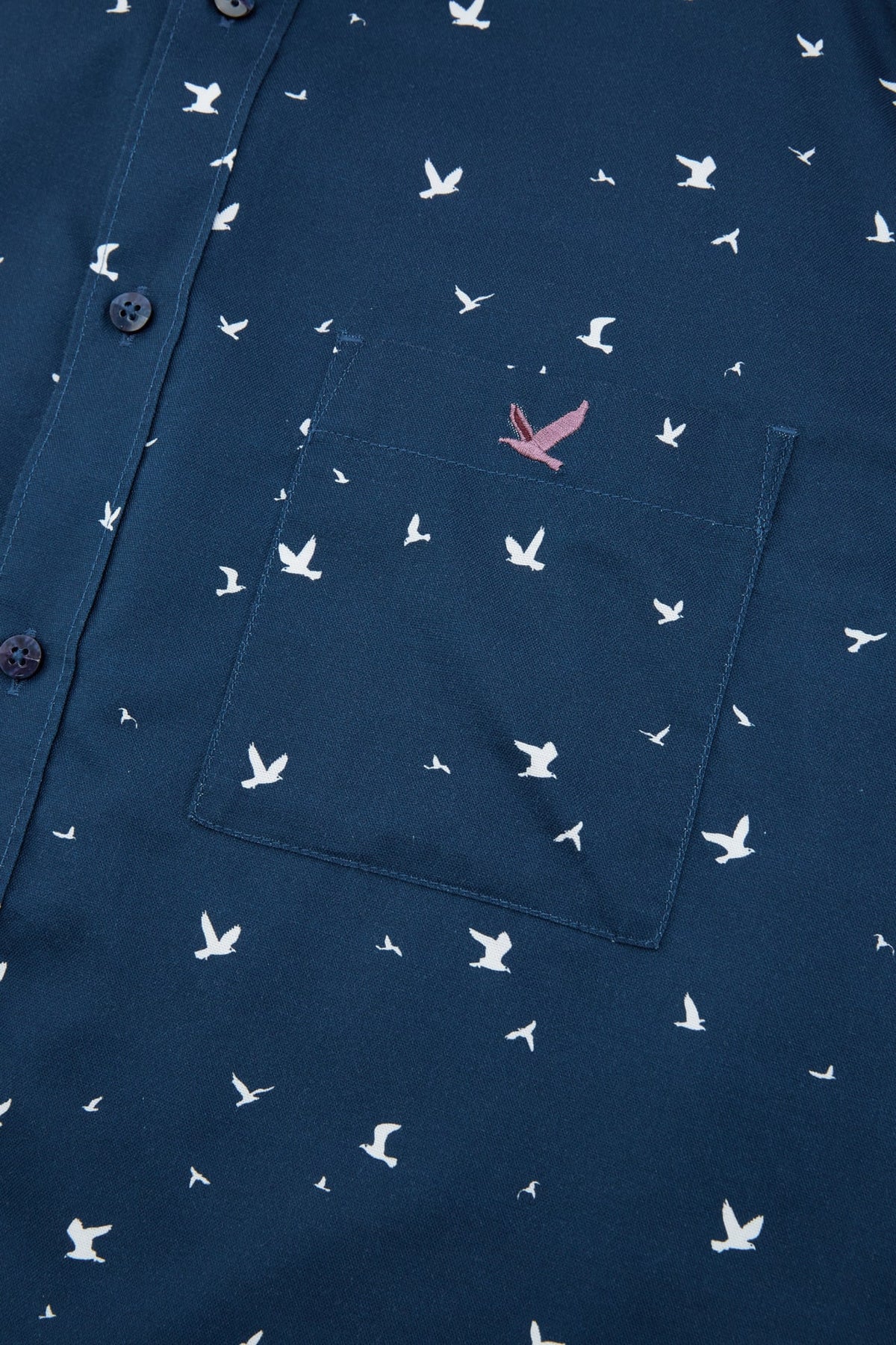 G2000 - Shirts - Non-iron Pure Cotton Oxford Birdy Print Relax Fit Long Sleeve Casual Shirt