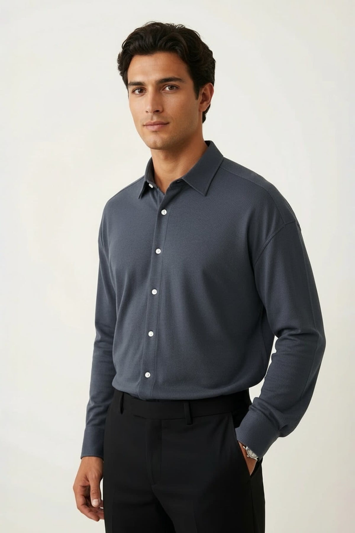 G2000 - Shirts - Easy Iron Cotton Knit Smart Fit Long Sleeve Shirt