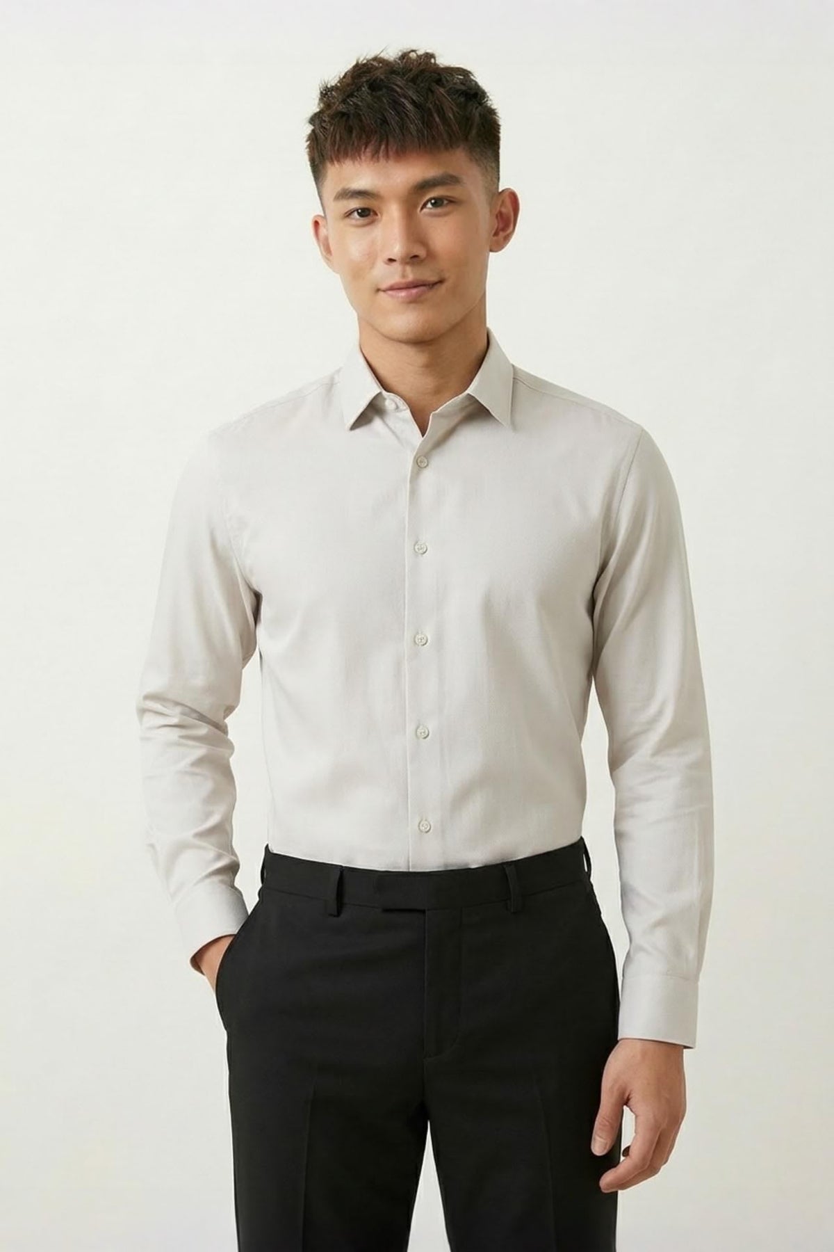 G2000 Shirts Non-Iron Cotton Oxford Smart Fit Long Sleeve Shirt Vanilla Cream Smart
