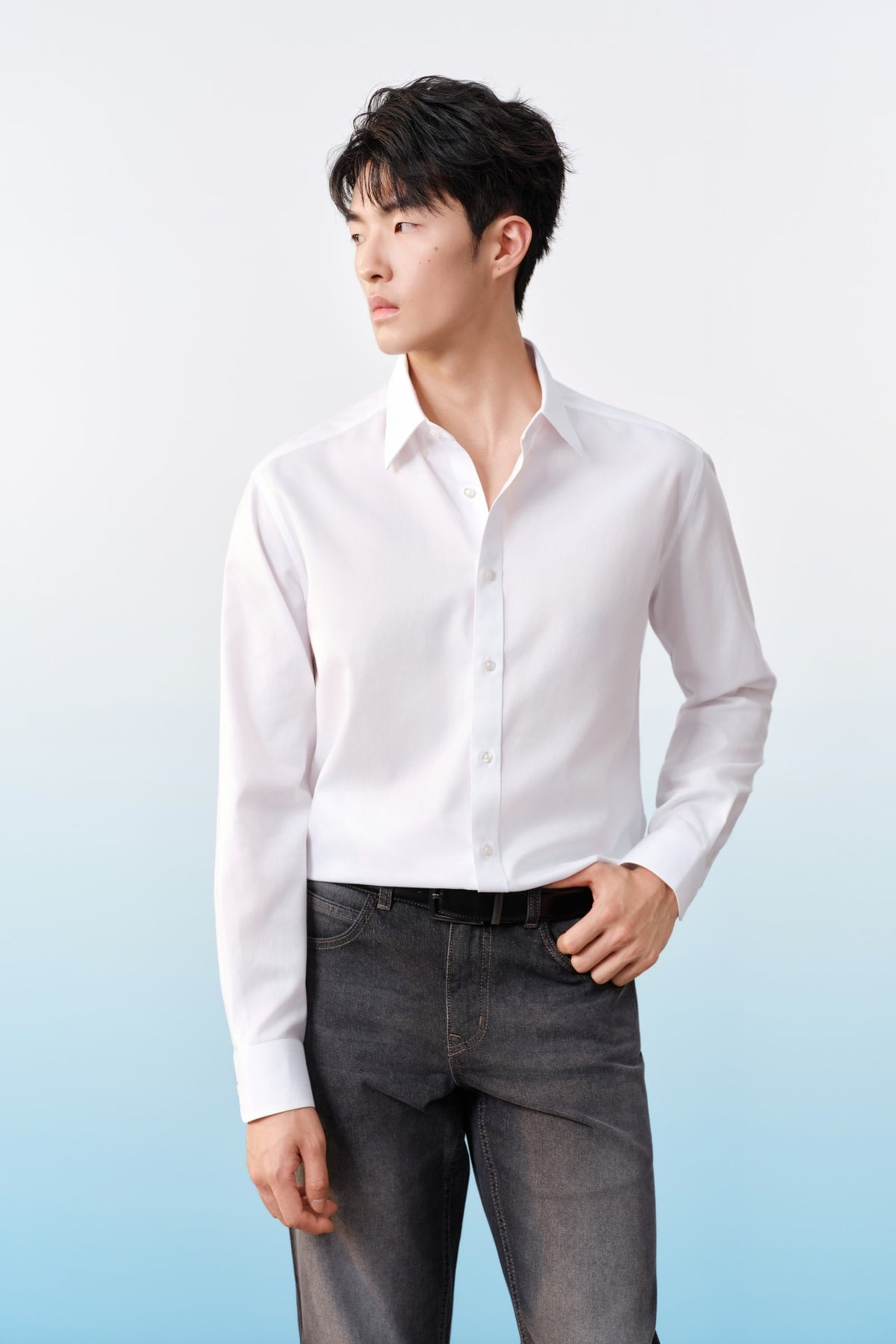 G2000 Shirts Non-Iron Cotton Dobby Textured Regular Fit Long Sleeve Shirt Brilliant White Regular
