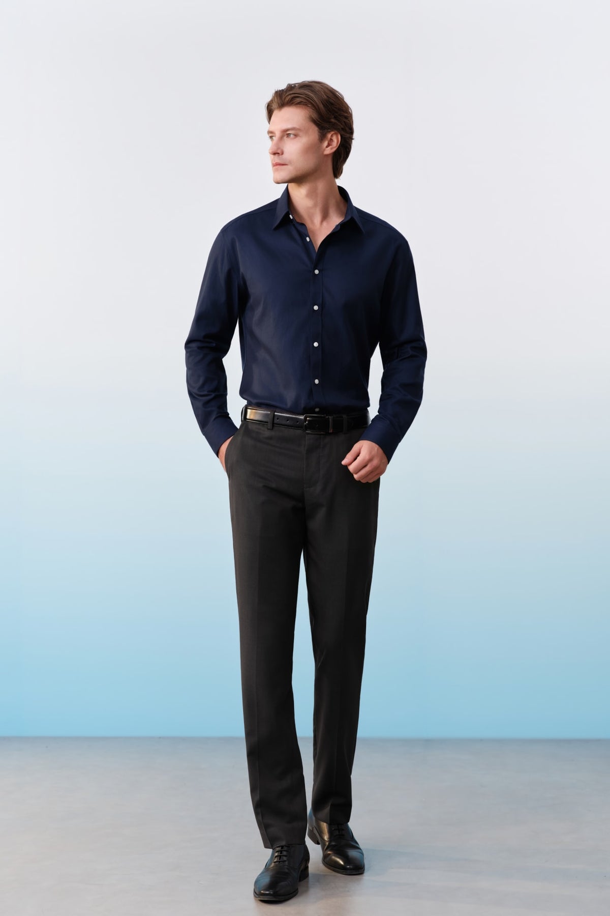G2000 - Shirts - Non-Iron Cotton Dobby Textured Regular Fit Long Sleeve Shirt