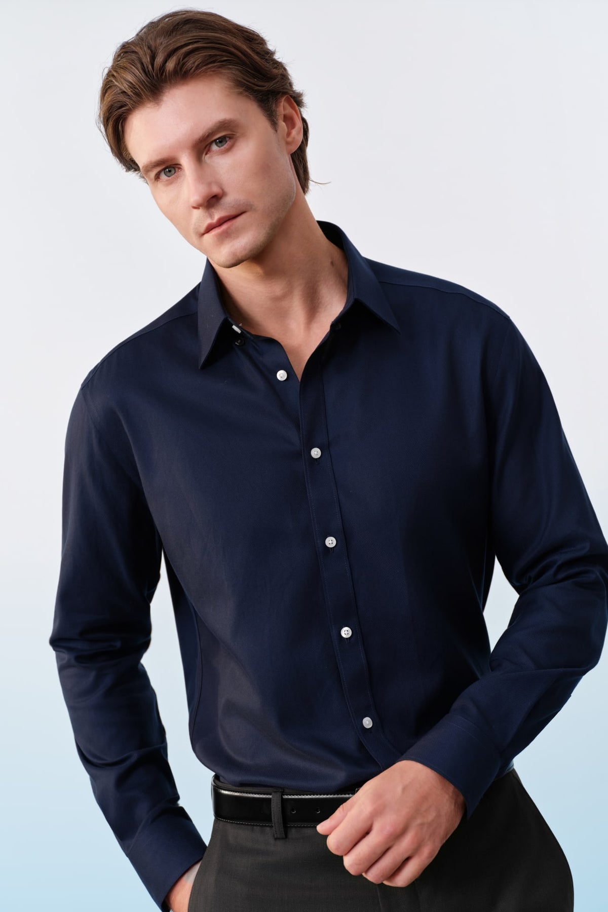 G2000 - Shirts - Non-Iron Cotton Dobby Textured Regular Fit Long Sleeve Shirt