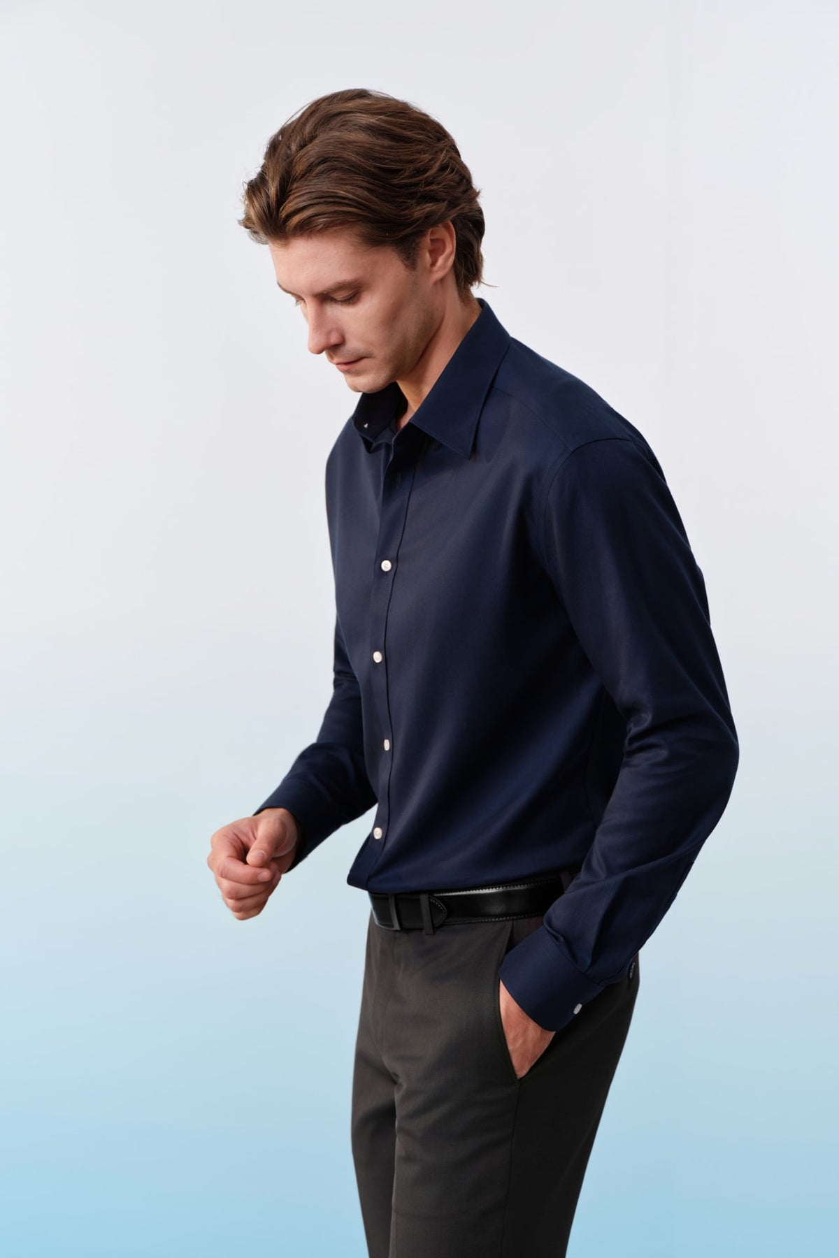 G2000 - Shirts - Non-Iron Cotton Dobby Textured Regular Fit Long Sleeve Shirt