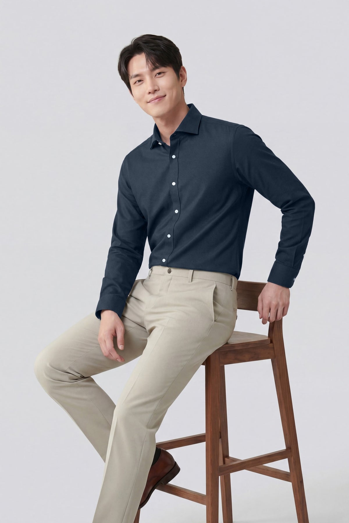 G2000 Shirts Non-Iron Easy Care Wide Twill Smart Fit Long Sleeve Shirt Estate Blue Smart