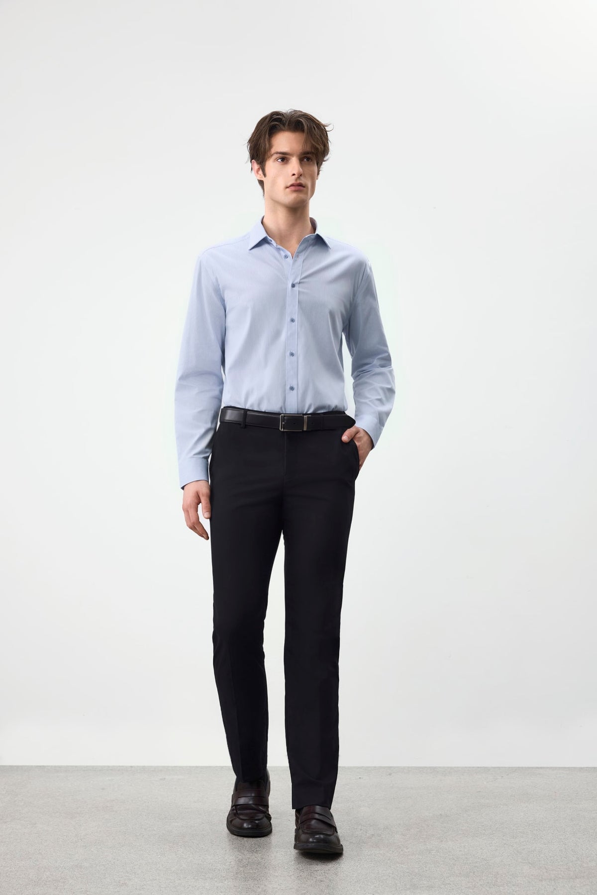 G2000 Shirts Non-Iron Easy Care Stripe Smart Fit Long Sleeve Shirt