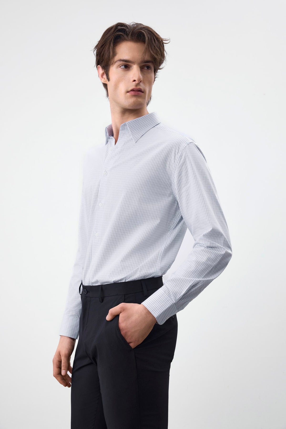 G2000 Shirts Non-Iron Easy Care Check Smart Fit Long Sleeve Shirt Snorkel Blue Smart