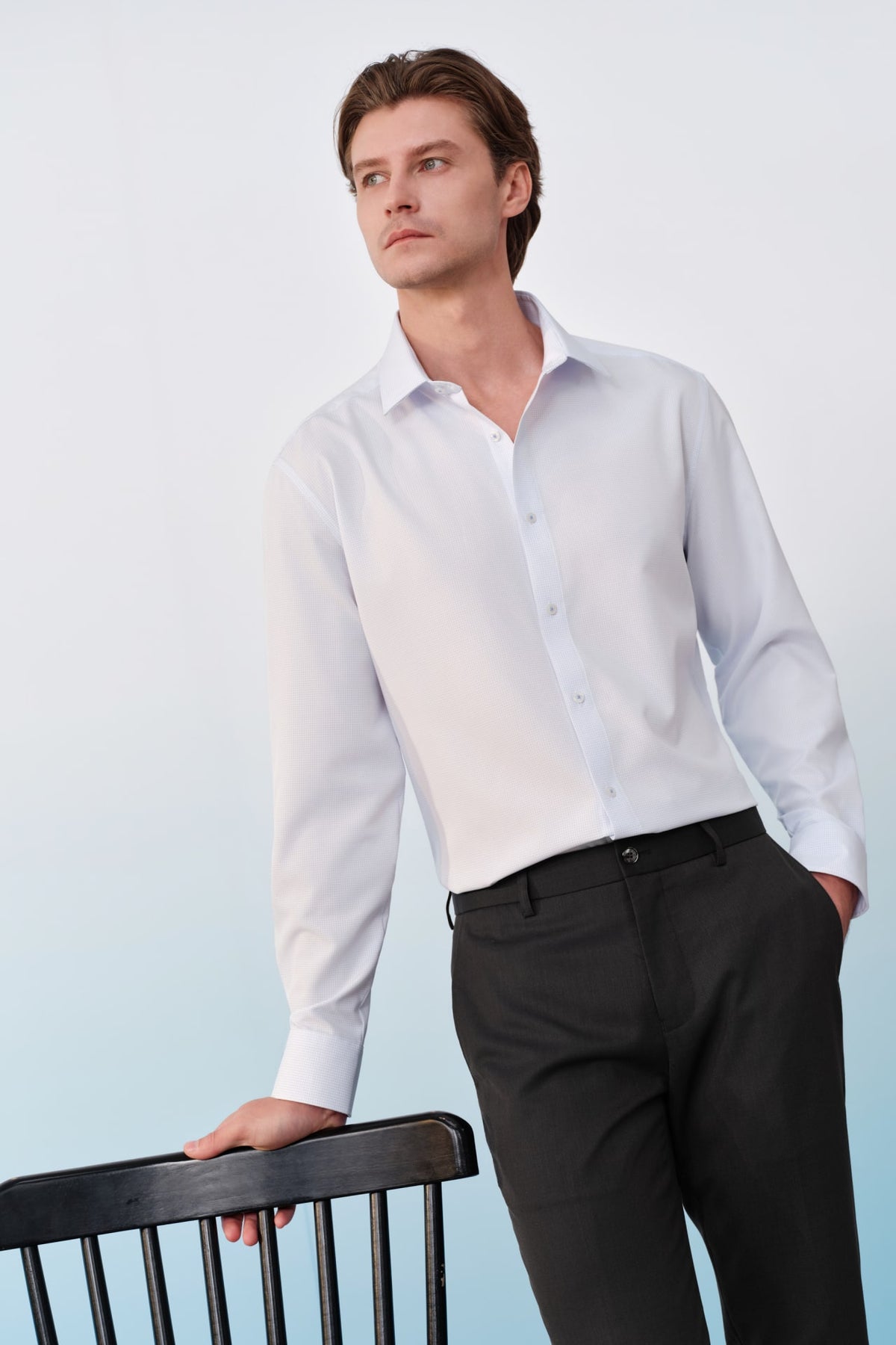 G2000 - Shirts - Non-Iron Dry Check Smart Fit Long Sleeve Shirt