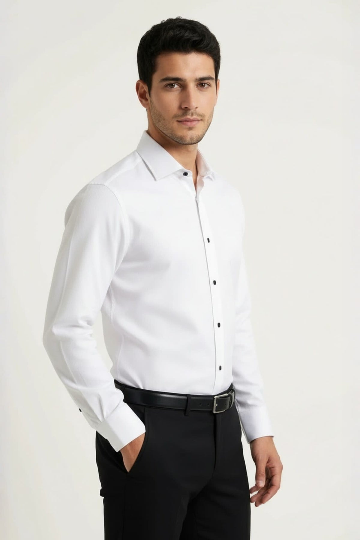 G2000 Shirts Non-Iron Cool Touch Stretch Textured Regular Fit Long Sleeve Shirt