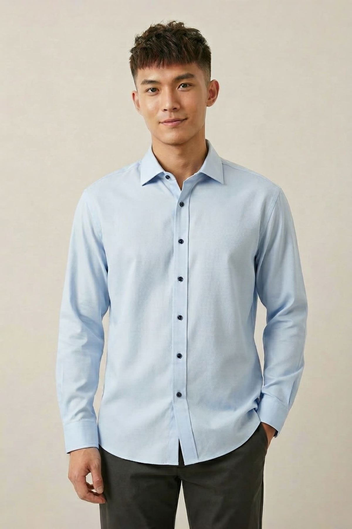 G2000 Shirts Non-Iron Cool Touch Stretch Textured Regular Fit Long Sleeve Shirt Illusion Blue Regular