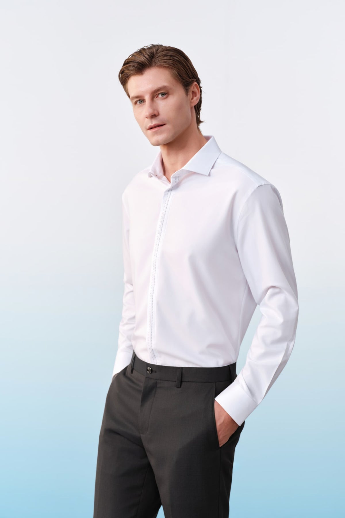 G2000 - Shirts - Non-Iron Cool Touch Stretch Twill Smart Fit Long Sleeve Shirt With Design Detail