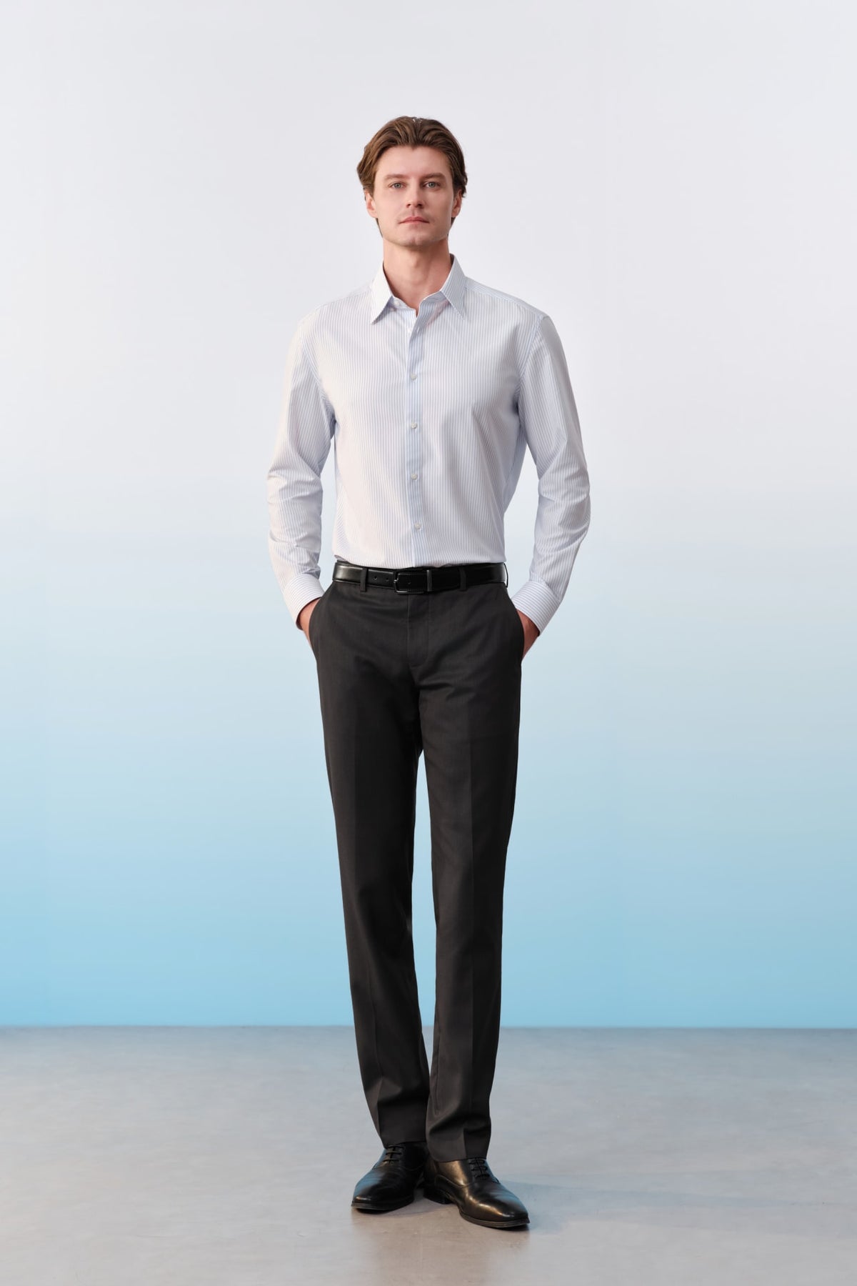 G2000 Shirts Non-Iron Dry Stretch Stripe Smart Fit Long Sleeve Shirt