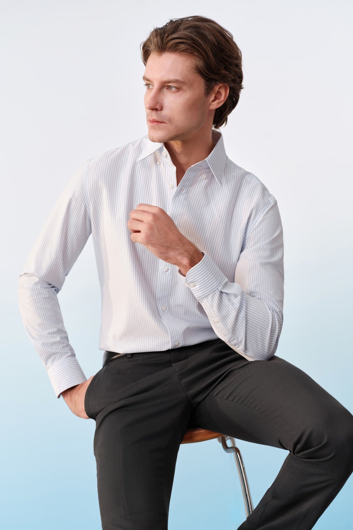 G2000 - Shirts - Non-Iron Dry Stretch Stripe Smart Fit Long Sleeve Shirt