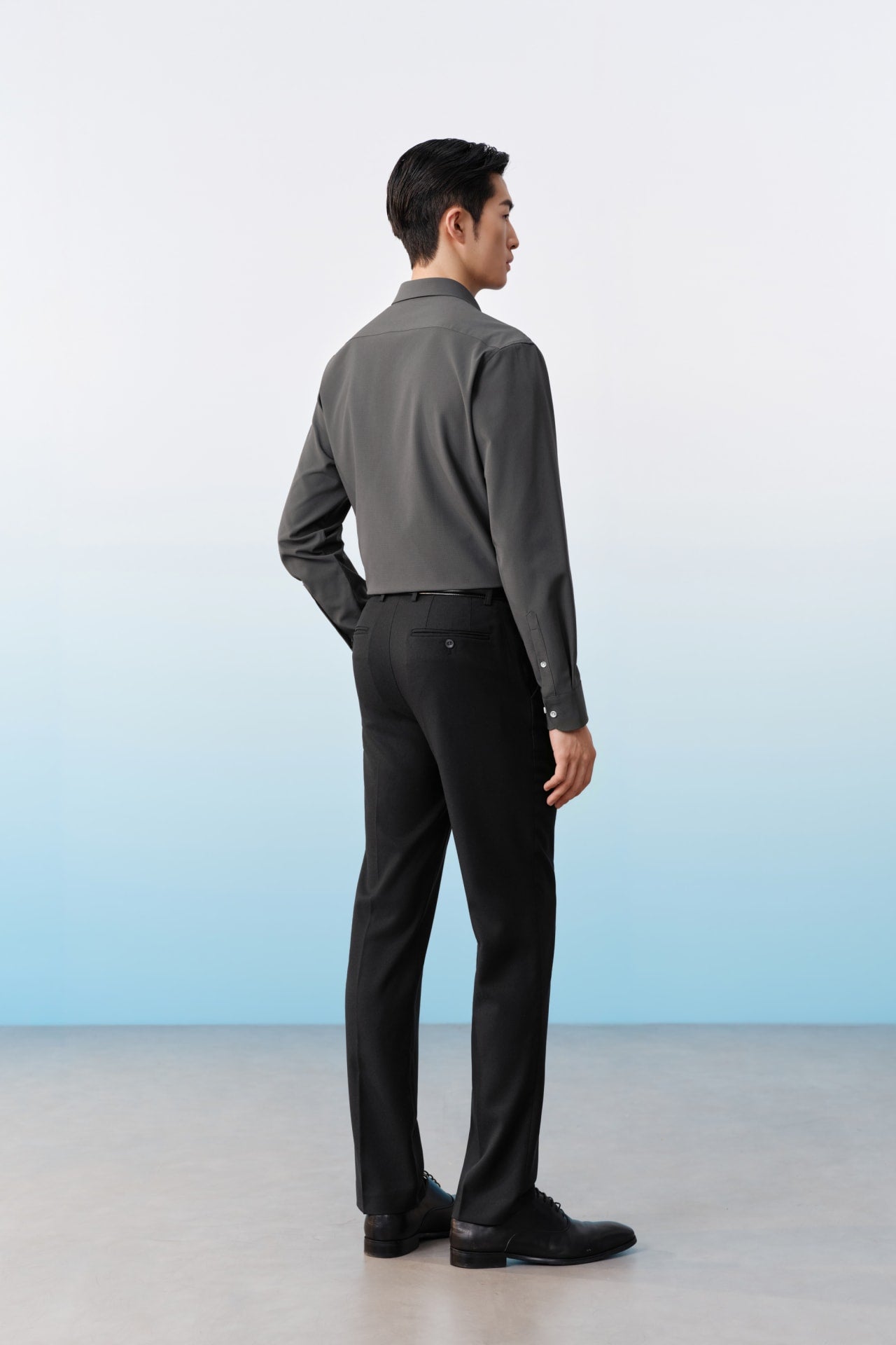 Non-Iron Dry Multi-Way Stretch Textured Check Smart Fit Long Sleeve ...