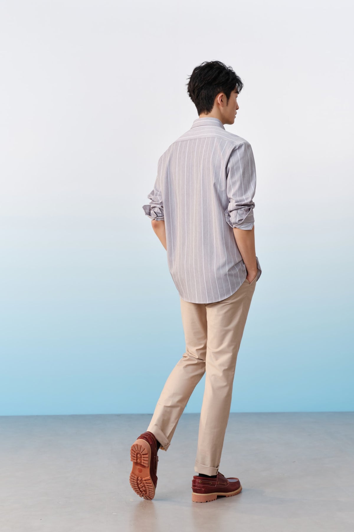 G2000 - Shirts - Non-Iron Dry Multi-Way Stretch Semi Solid Stripe Smart Fit Long Sleeve Shirt