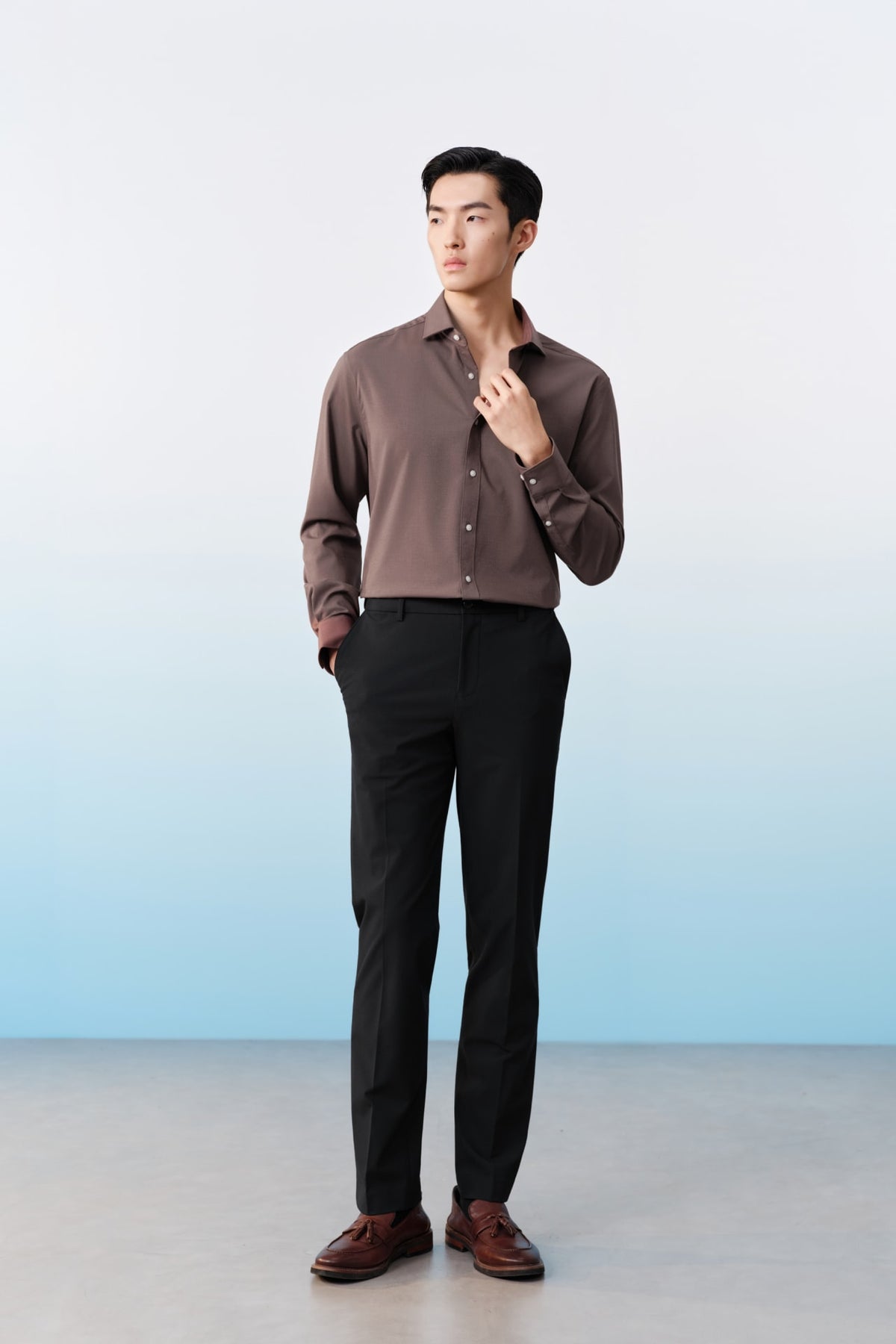 G2000 - Shirts - Non-Iron Three-Proof Finish Textured Smart Fit Long Sleeve Shirt