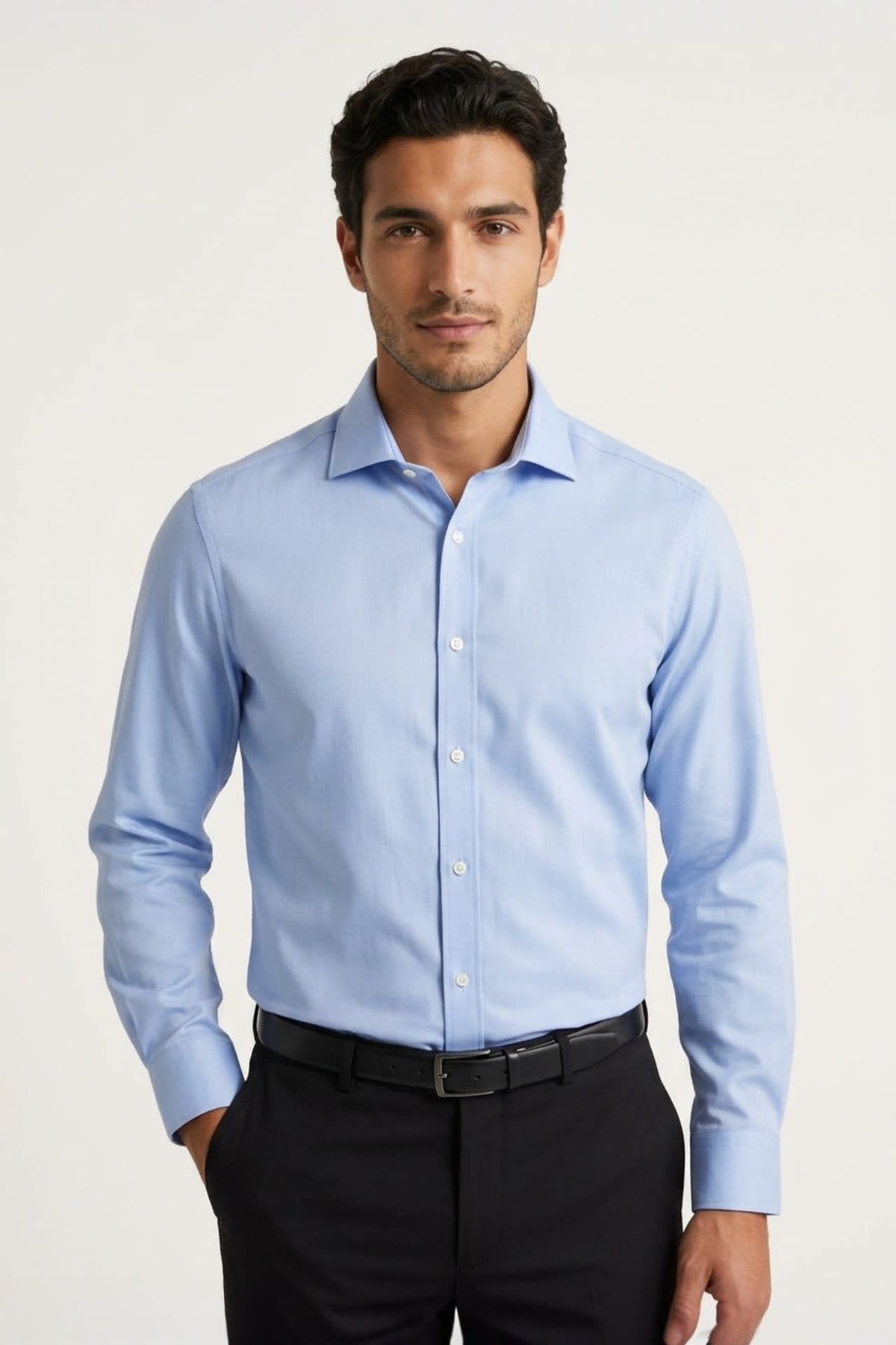 G2000 - Shirts - Non-Iron Three-Proof Finish Textured Smart Fit Long Sleeve Shirt - Riviera - Smart