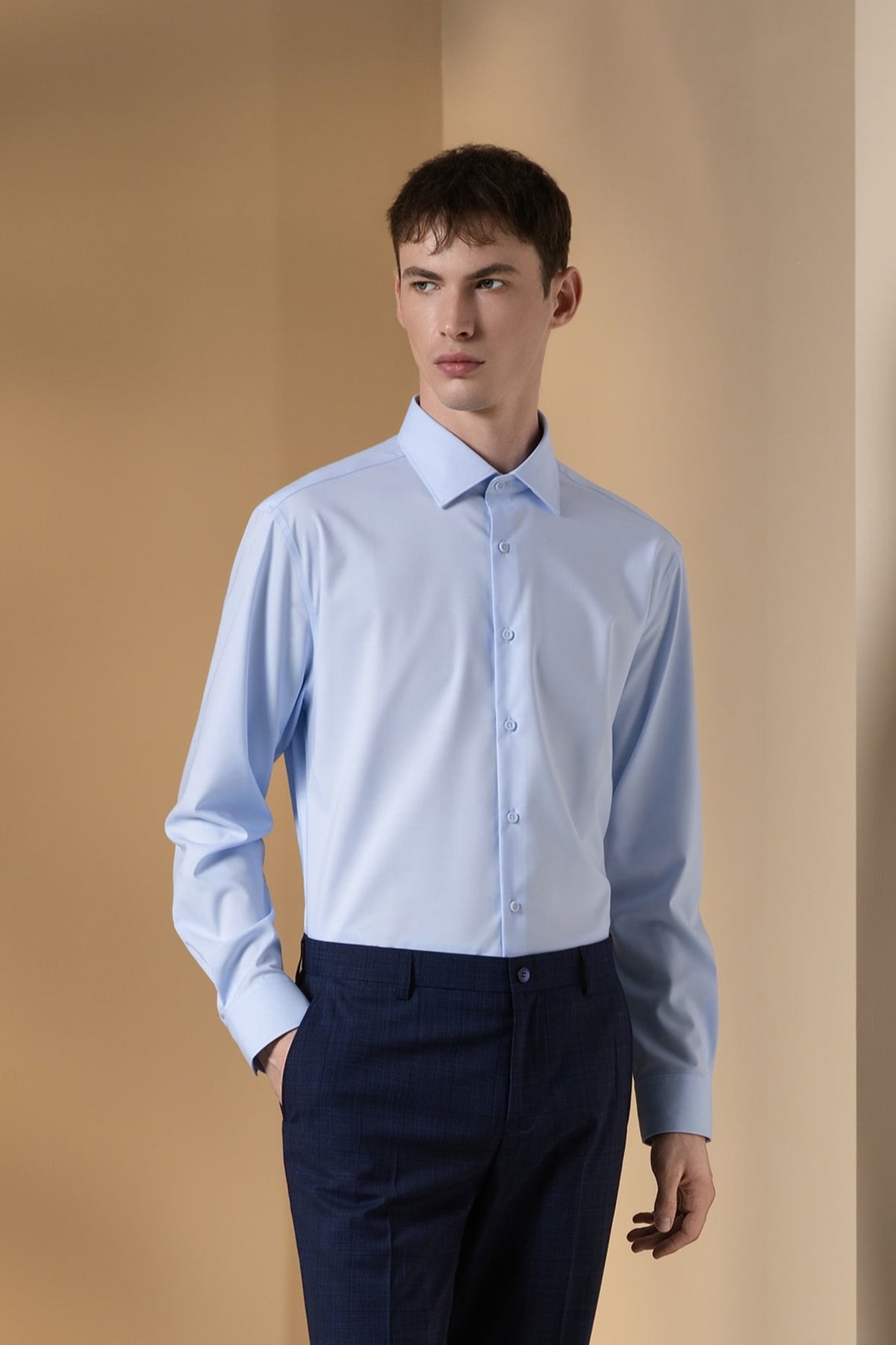 Non-Iron Three Proof Finish Twill Smart Fit Long Sleeve Shirt