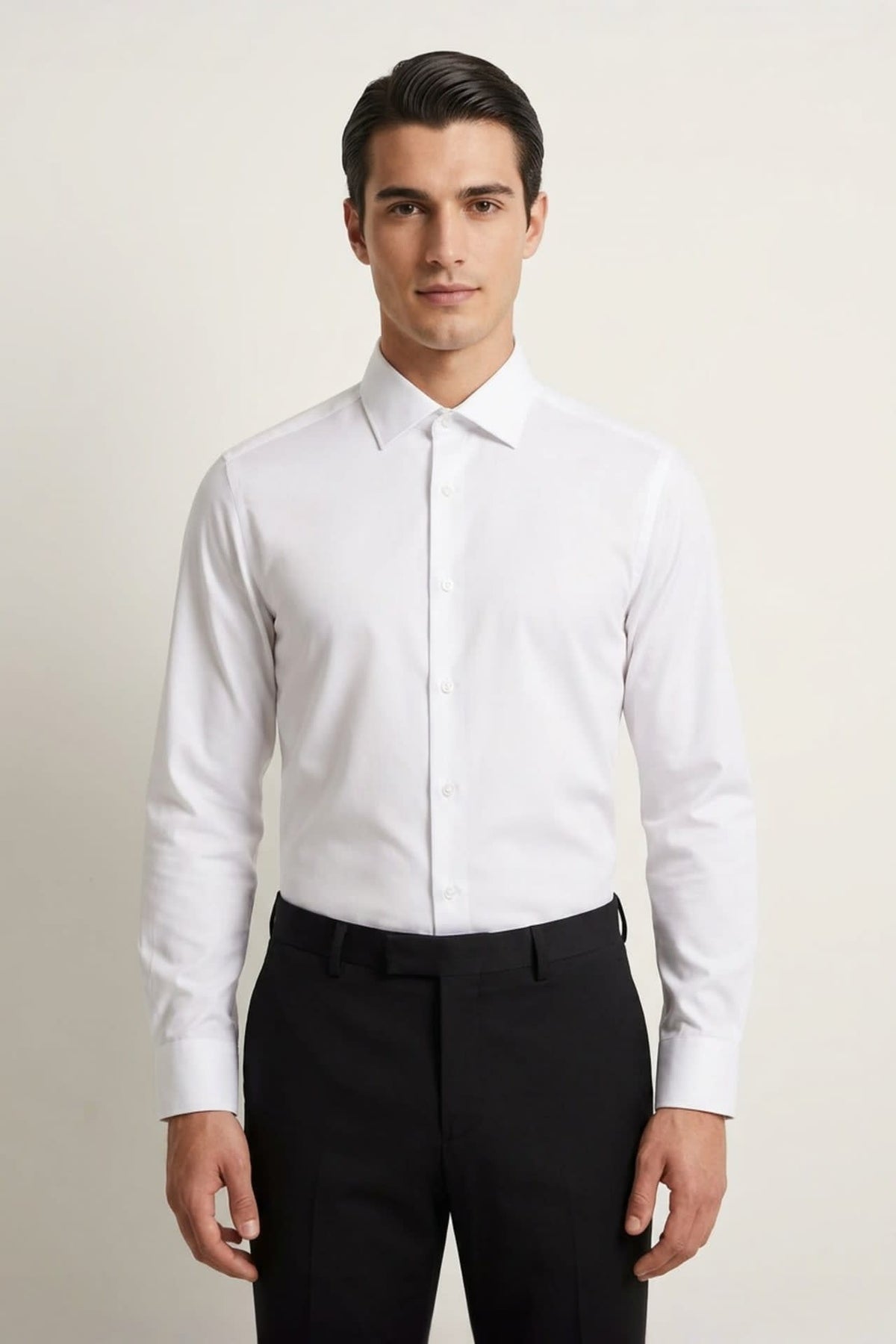 G2000 Shirts Non-Iron Three-Proof Finish Twill Slim Fit Long Sleeve Shirt Brilliant White Slim