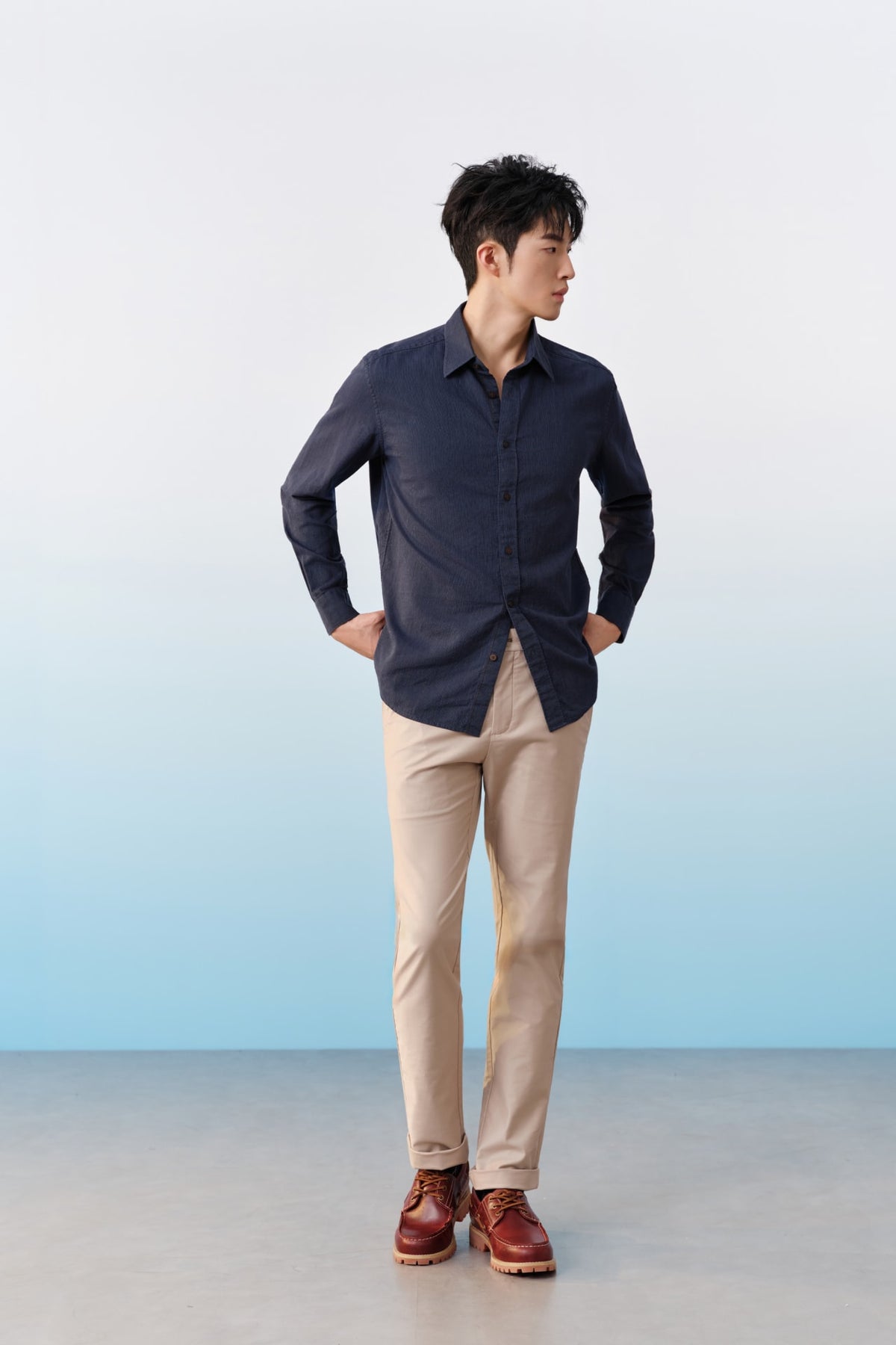 G2000 - Shirts - Lyocell Blend Stripe Comfort Fit Long Sleeve Casual Shirt