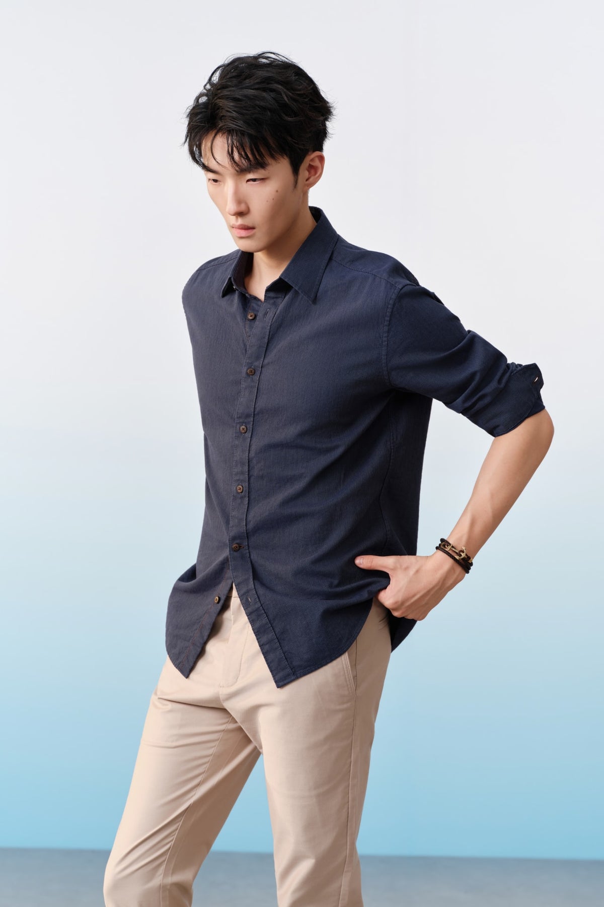 G2000 - Shirts - Lyocell Blend Stripe Comfort Fit Long Sleeve Casual Shirt