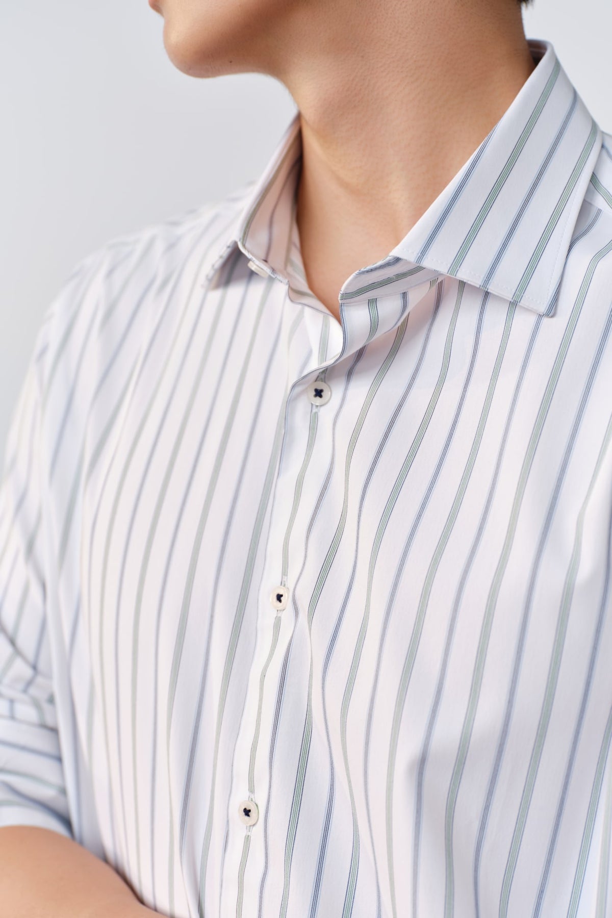 G2000 Shirts Easy Care Opaque Anti UV Stripe Smart Fit Long Sleeve Shirt