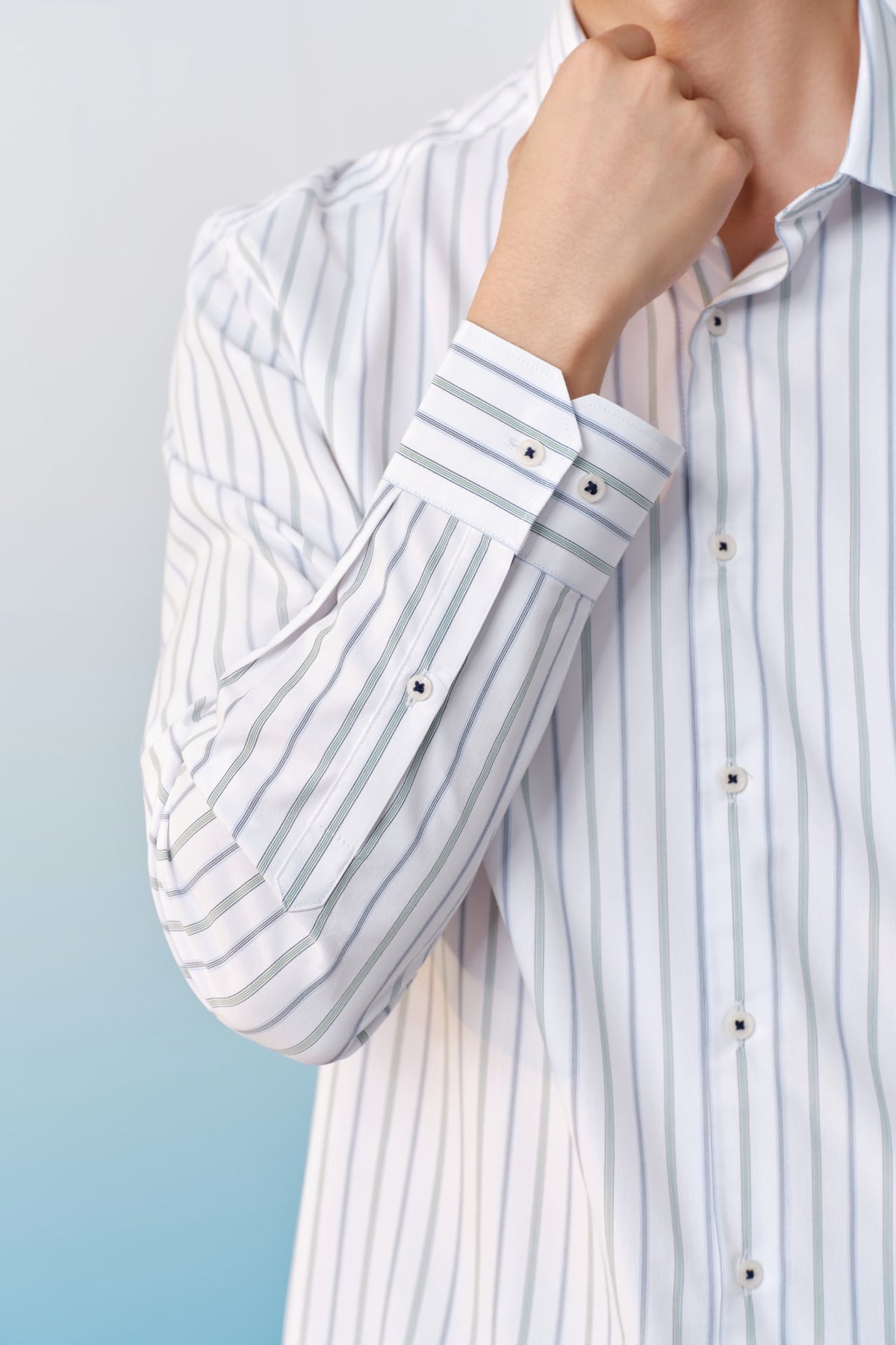 G2000 Shirts Easy Care Opaque Anti UV Stripe Smart Fit Long Sleeve Shirt