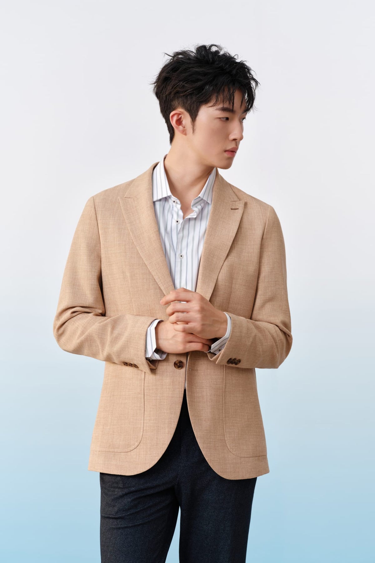 G2000 Shirts Easy Care Opaque Anti UV Stripe Smart Fit Long Sleeve Shirt