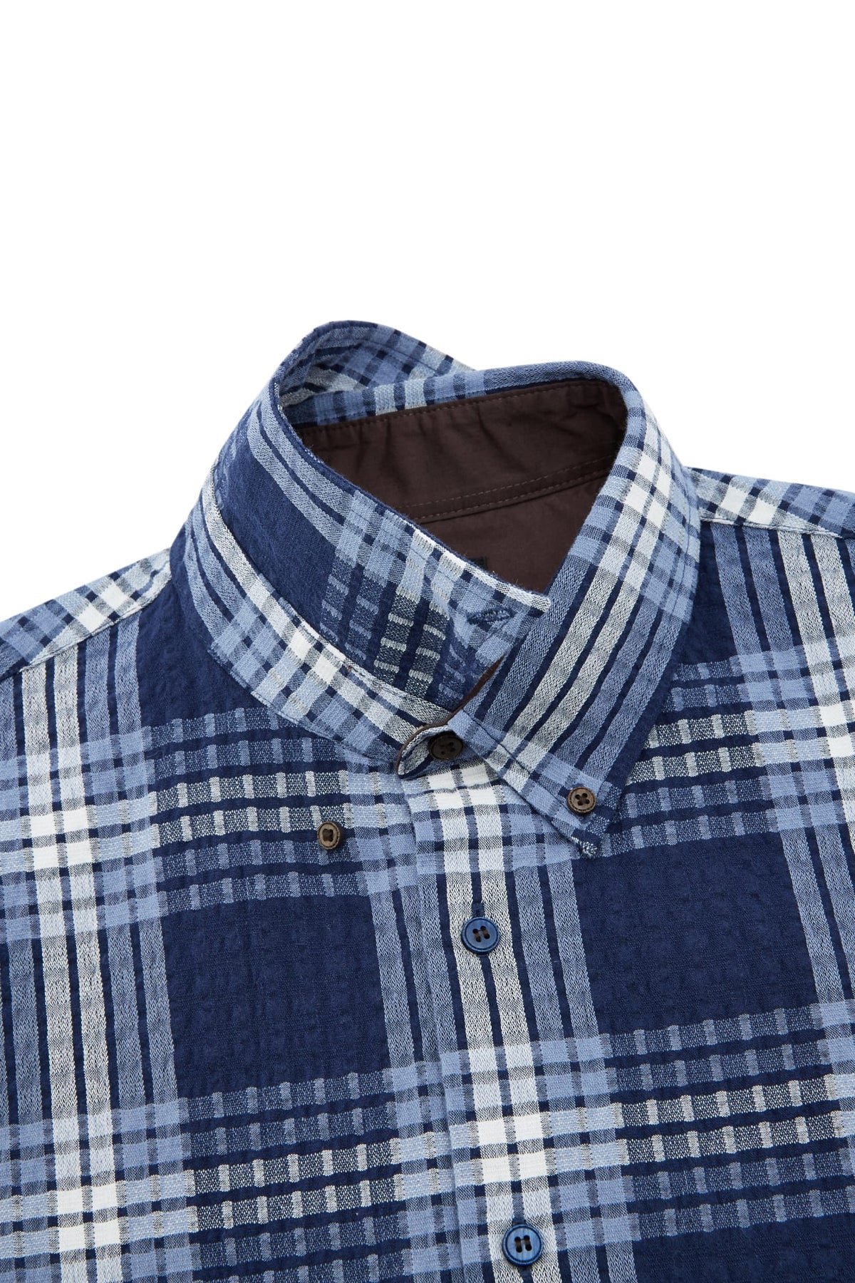 G2000 - Shirts - Cotton Blend Seersucker Check Relax Fit Short Sleeve Casual Shirt