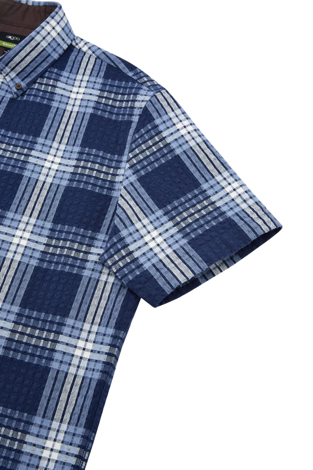 G2000 - Shirts - Cotton Blend Seersucker Check Relax Fit Short Sleeve Casual Shirt