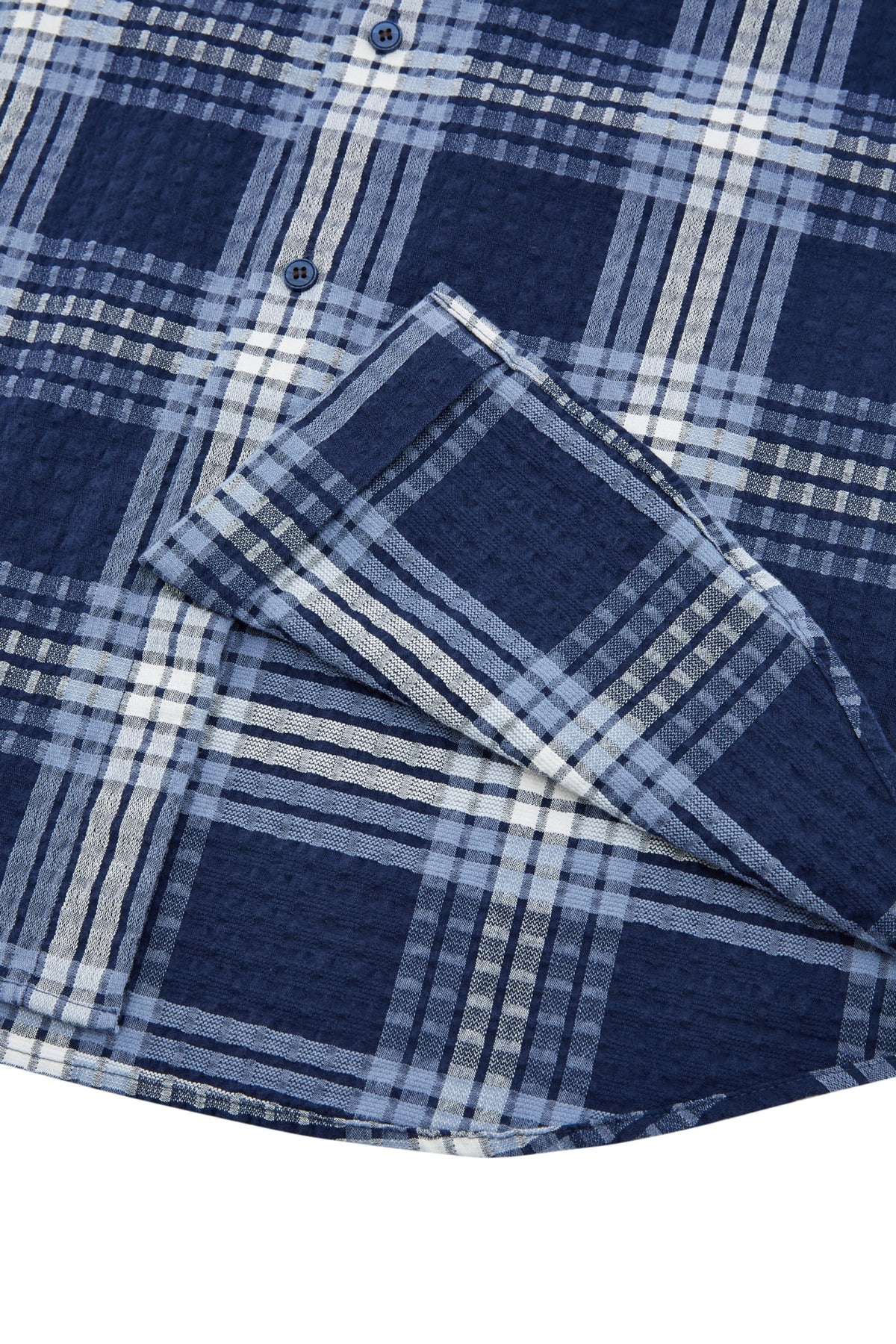 G2000 - Shirts - Cotton Blend Seersucker Check Relax Fit Short Sleeve Casual Shirt