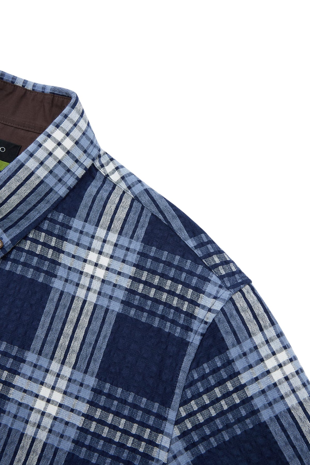 G2000 - Shirts - Cotton Blend Seersucker Check Relax Fit Short Sleeve Casual Shirt