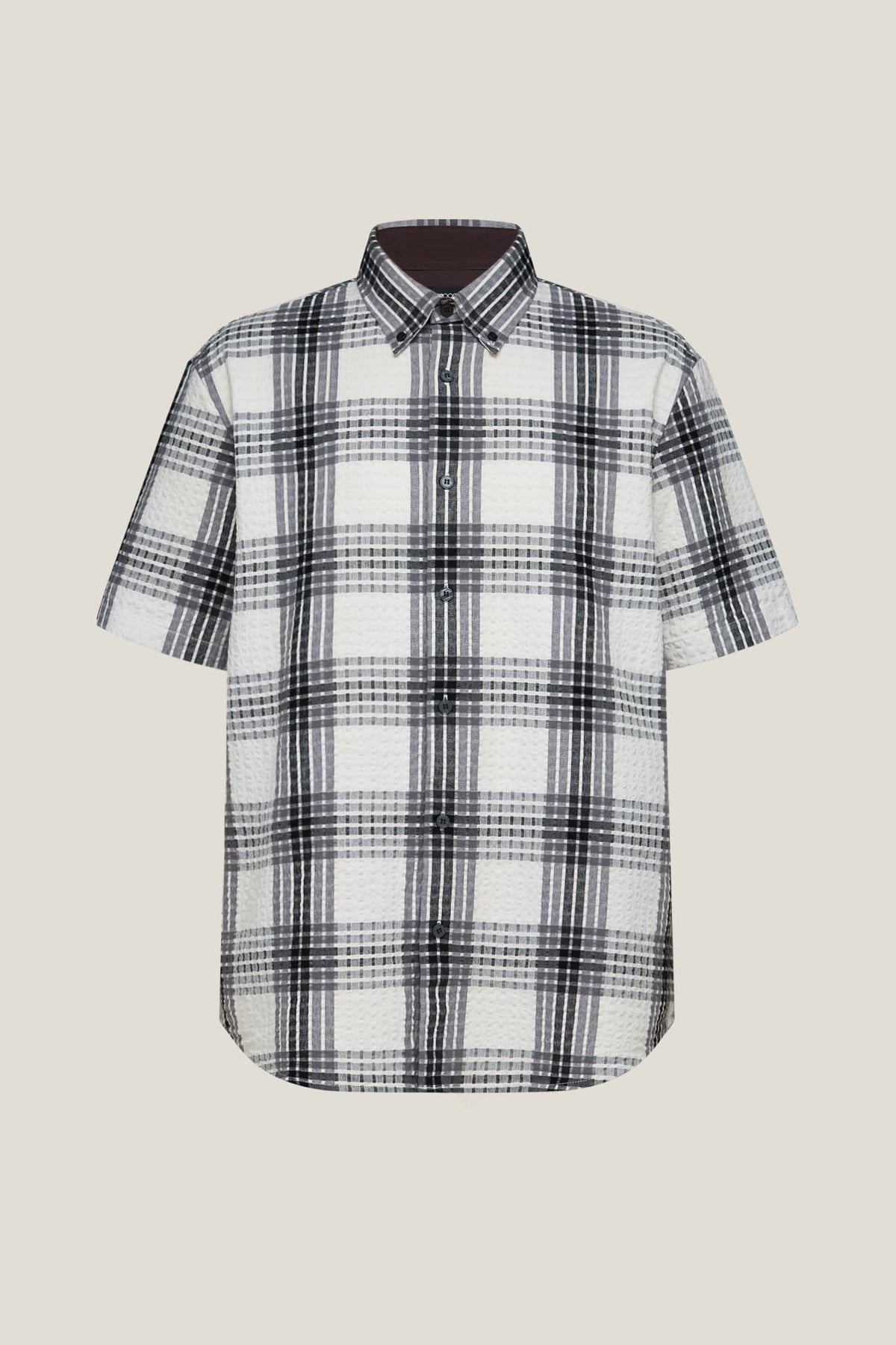 G2000 - Shirts - Cotton Blend Seersucker Check Relax Fit Short Sleeve Casual Shirt - Relaxed - Rabbit
