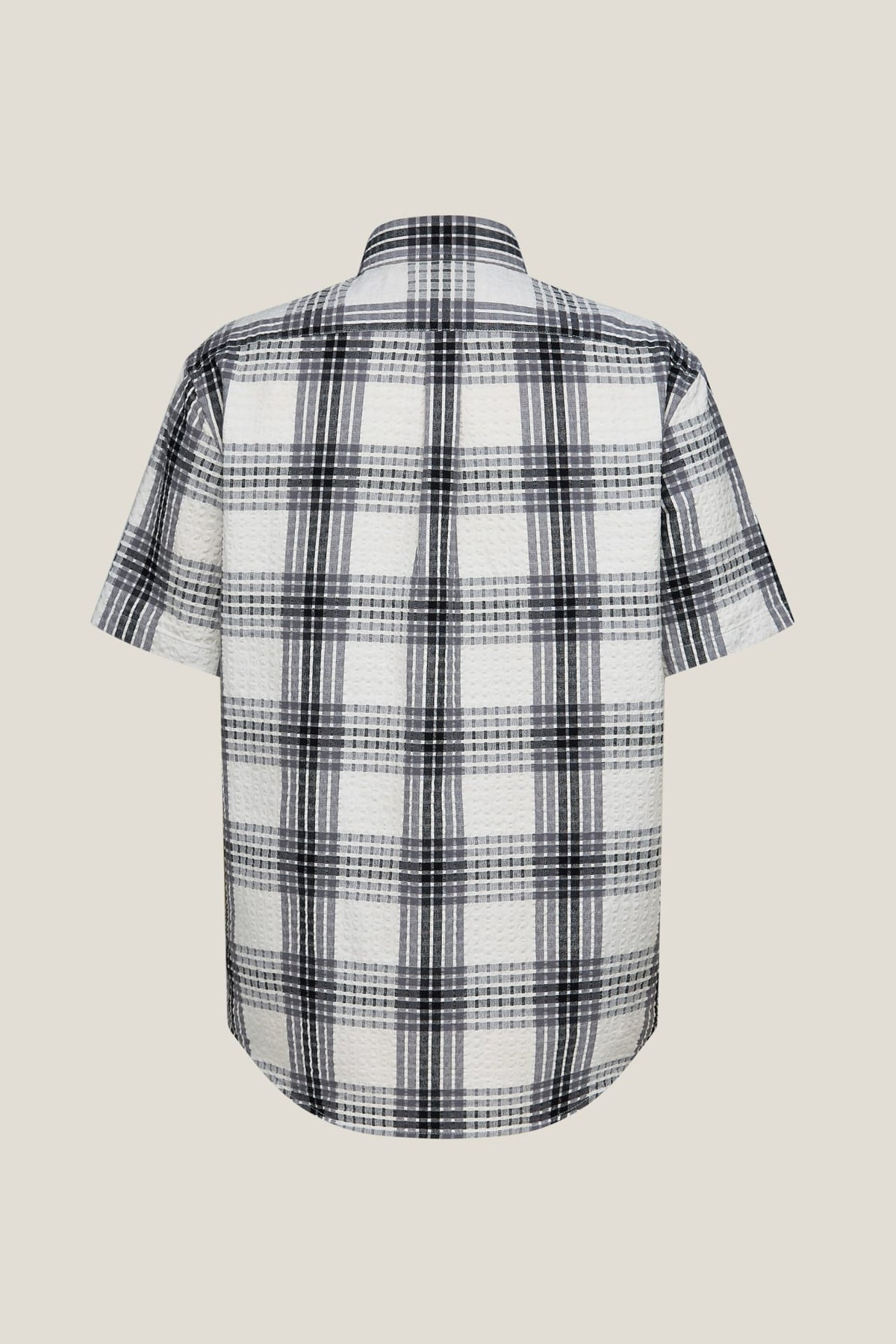G2000 - Shirts - Cotton Blend Seersucker Check Relax Fit Short Sleeve Casual Shirt