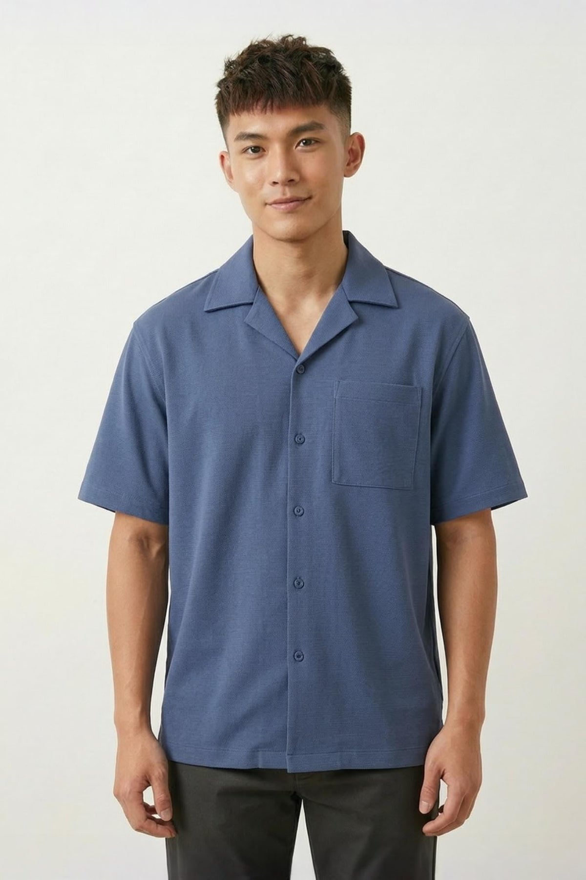 G2000 - Shirts - Cotton Blend Knit Ottoman Relax Fit Short Sleeve Casual Shirt - Estate Blue - Relaxed